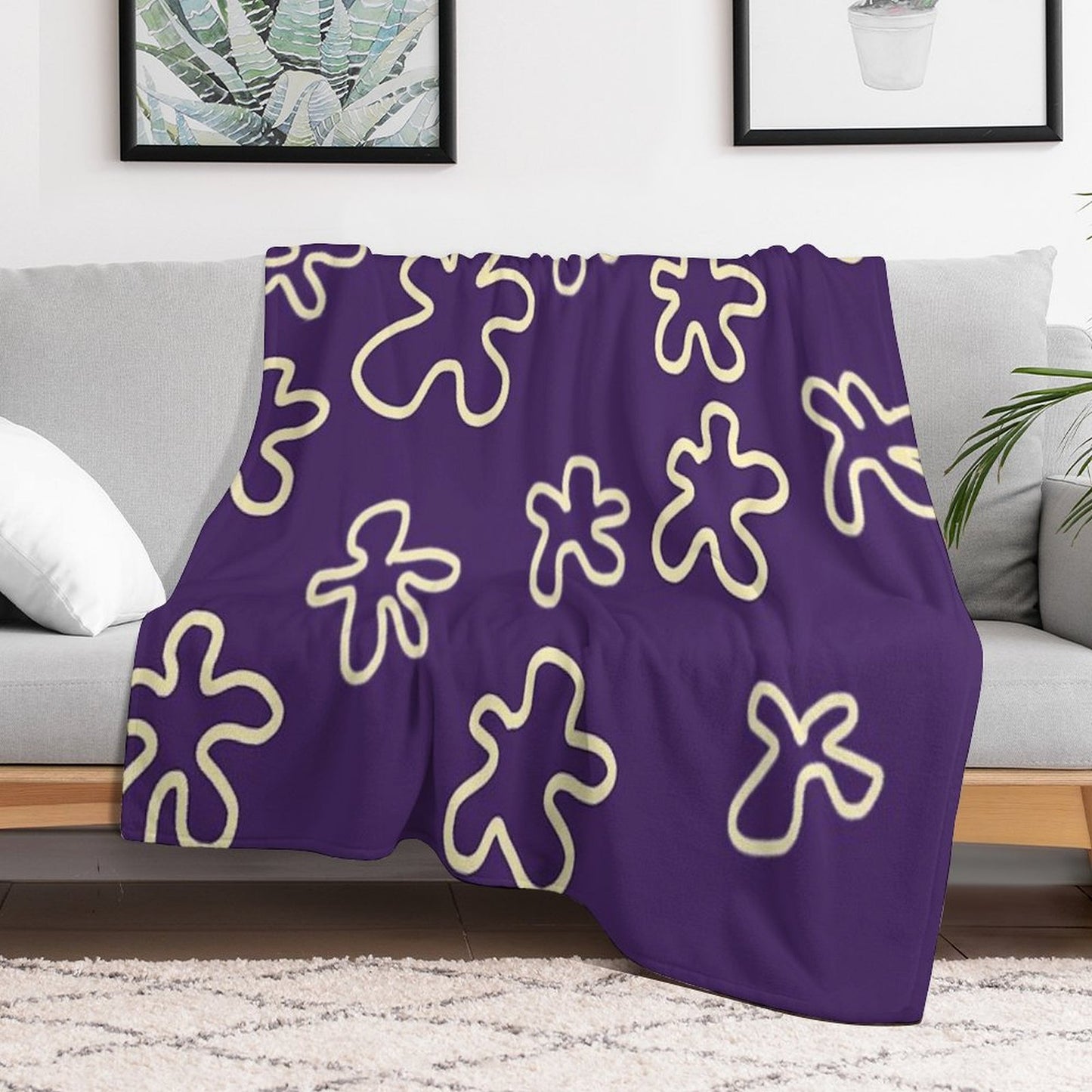 Yellow Spongebob Flowers Velvety-soft Throw Blanket