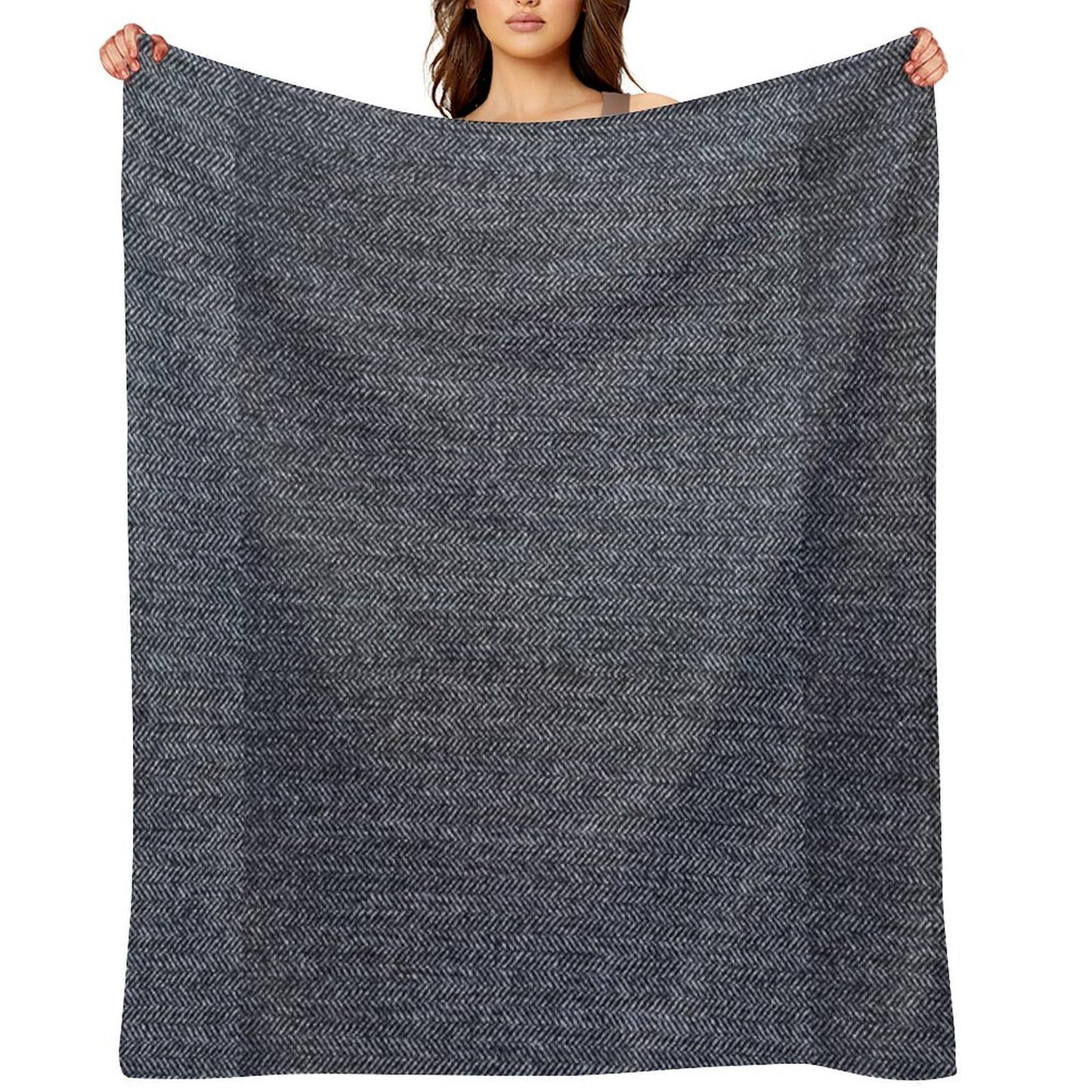 Grey Tweed Fabric Texture All-season Throw Blanket