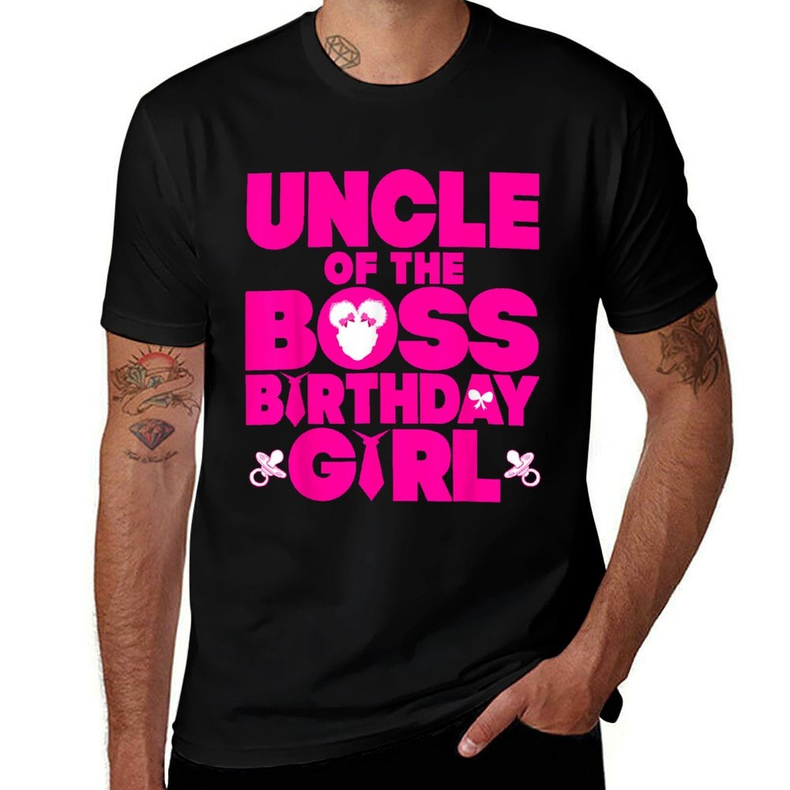 Uncle Of The Boss Birthday Girl Baby Family Decorations  Oversized Silhouette T-Shirt