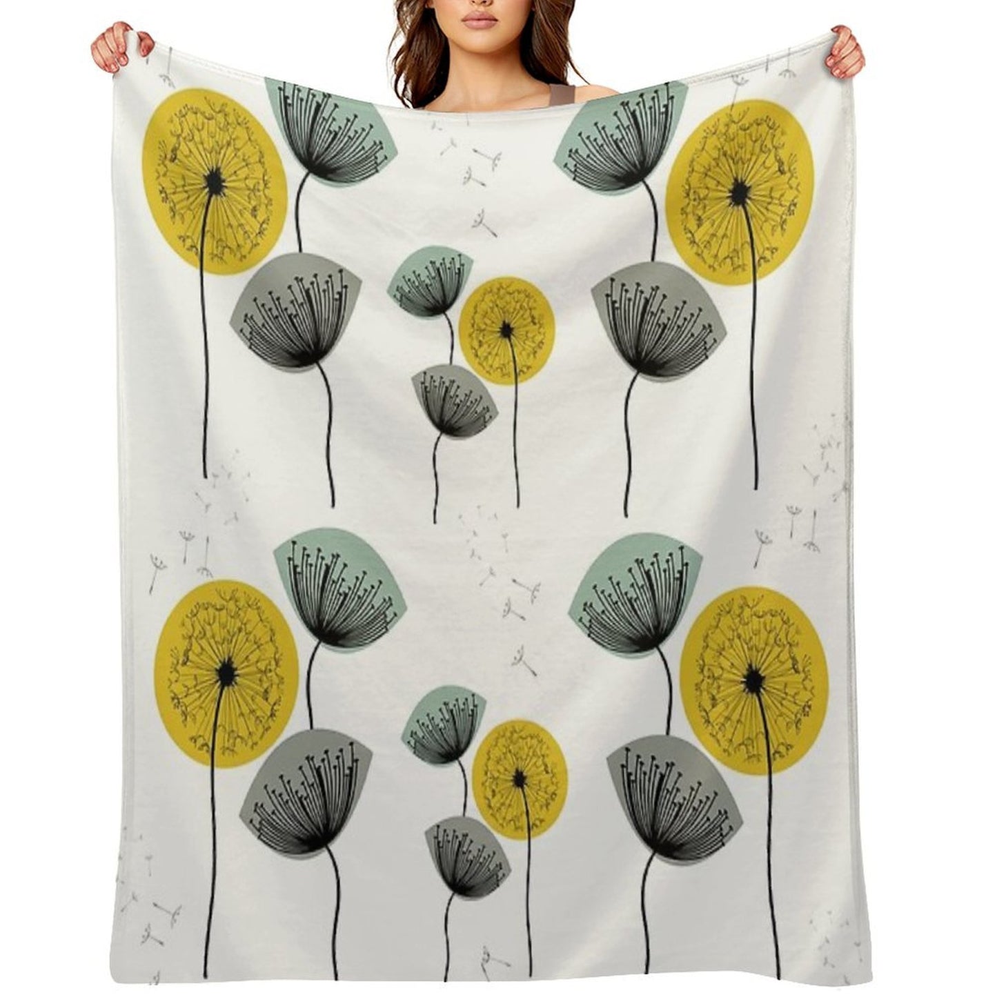 Mid Century Dandelions Wrinkle-free Throw Blanket
