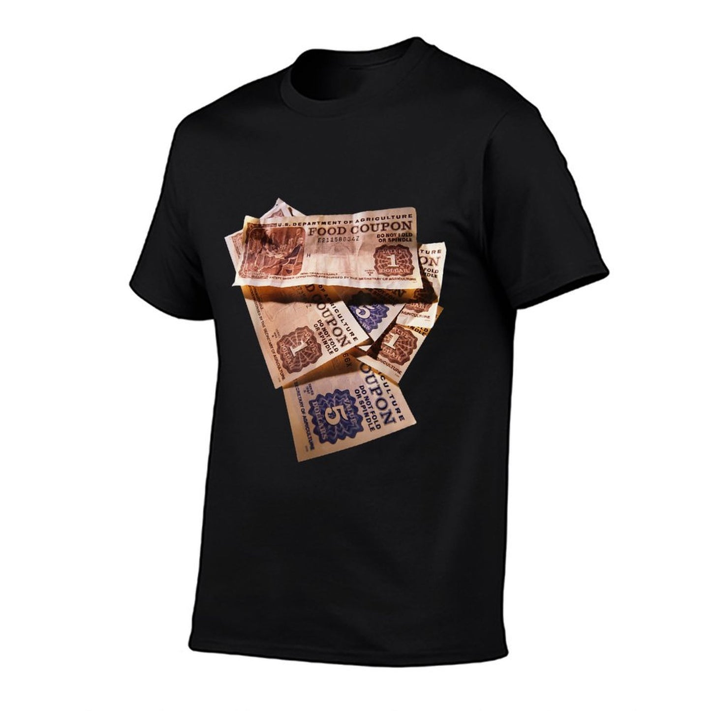Food Stamp Funny Gangster Food Stamps Retro 80s 90s Squad Polyester Blend T-Shirt