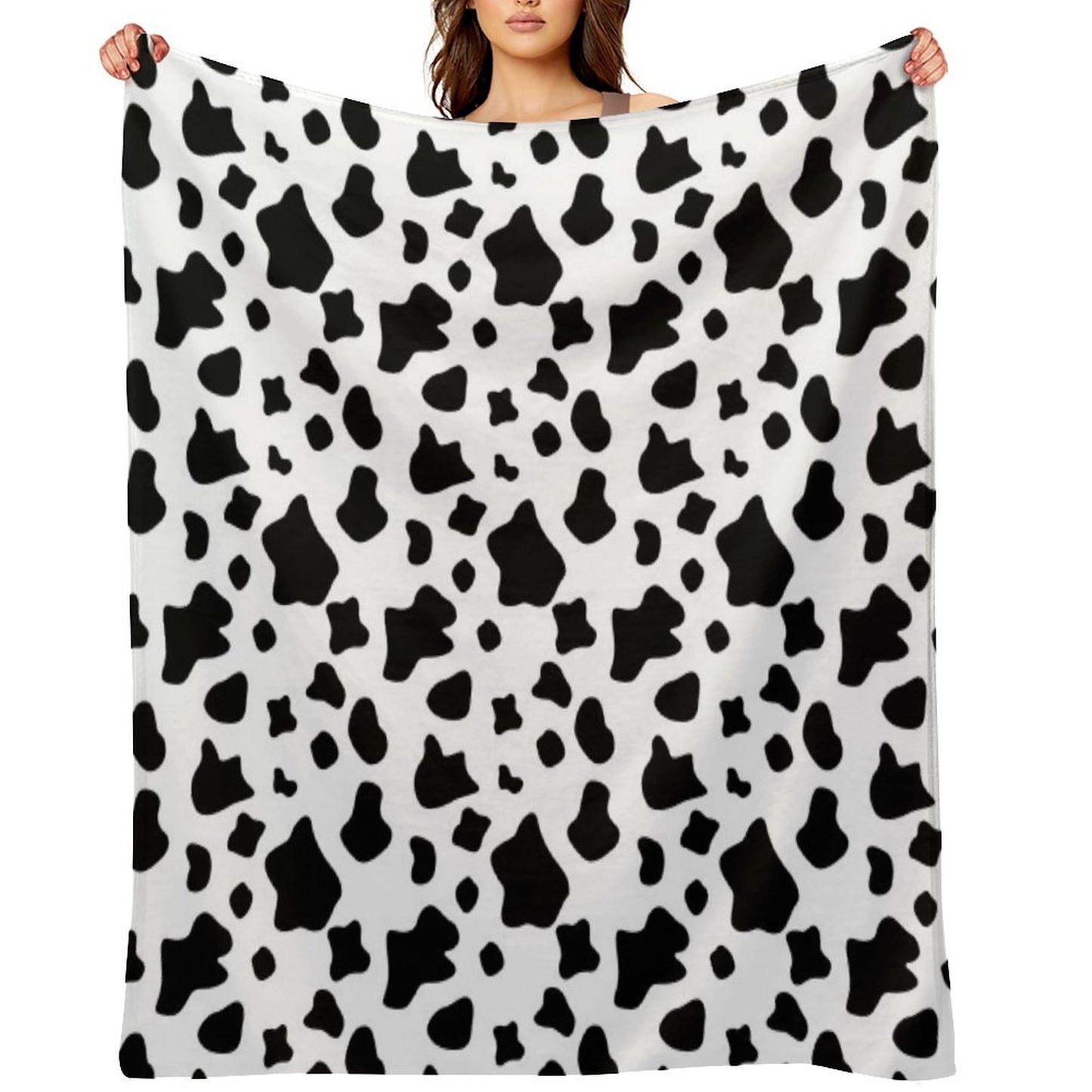 Black And White Cow Spots Pattern, Animal Fur Comfort Throw Blanket