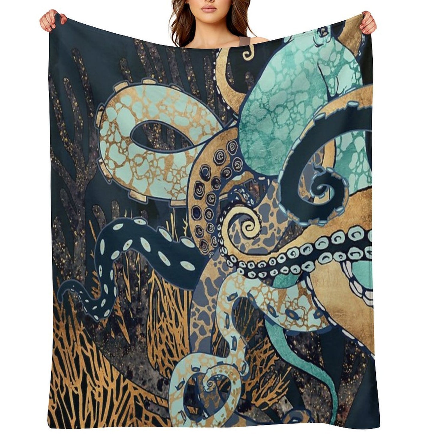 Metallic Octopus II Quick-dry Throw Blanket