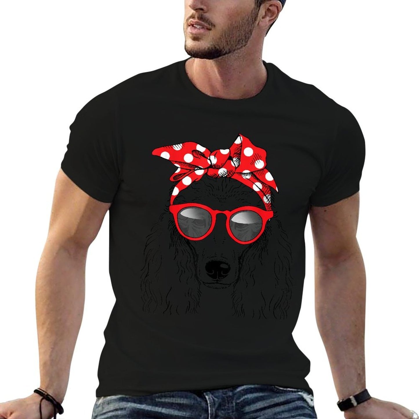 Poodle Dog Mom Bandana Sunglasses Mothers Day Men Women Easy-care T-Shirt