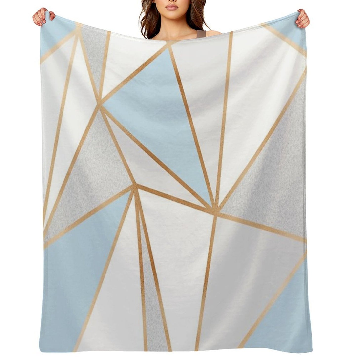 Blue, Grey & Gold Geo Eco-conscious Throw Blanket