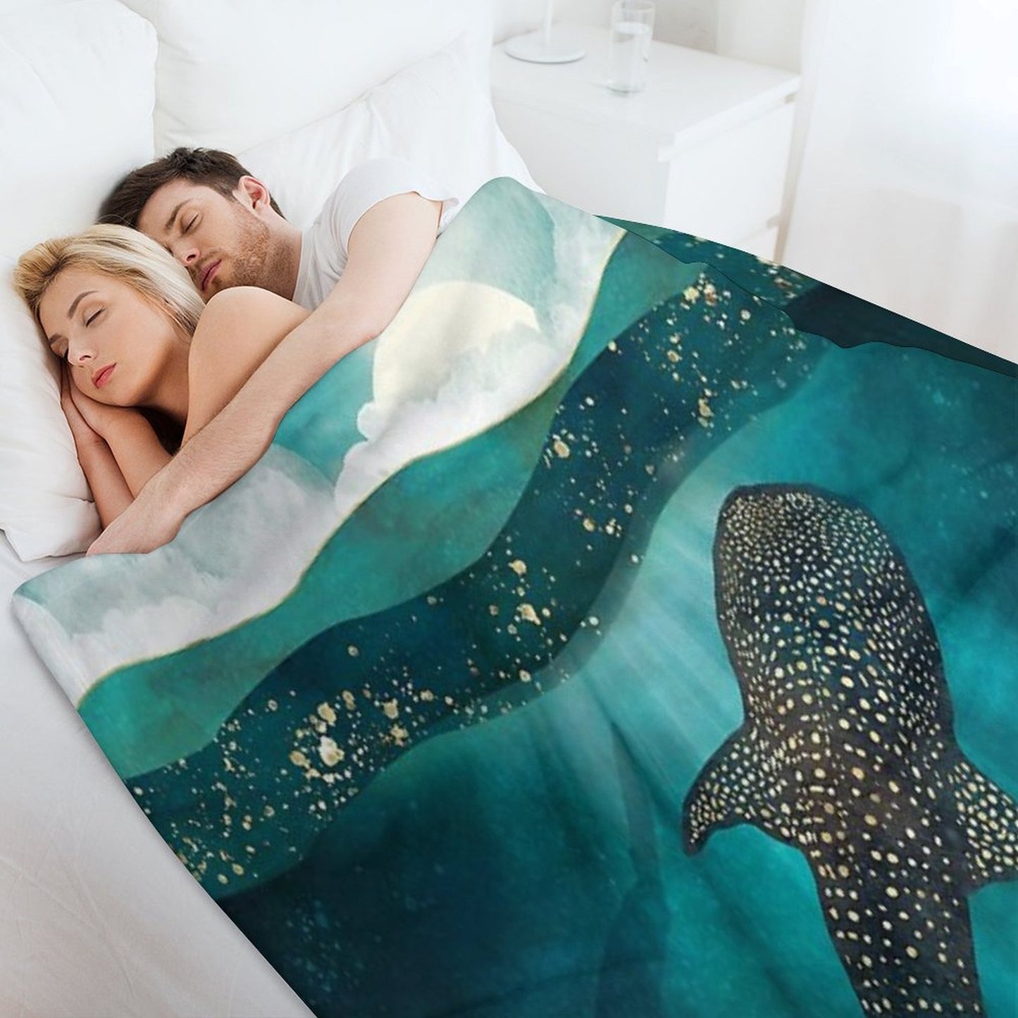 Metallic Whale Shark Durable Throw Blanket