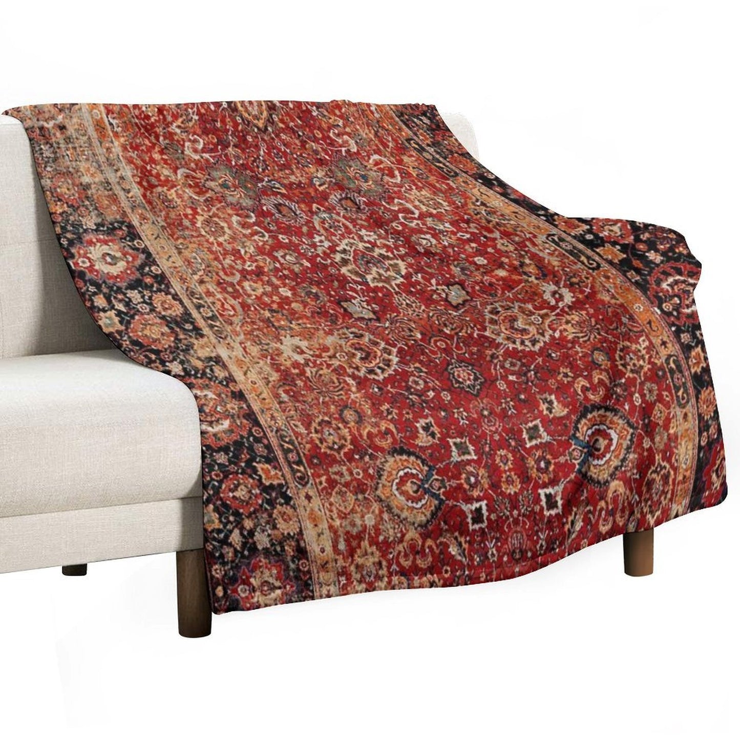 17th Century Afghanistan Rug Print Plush Throw Blanket
