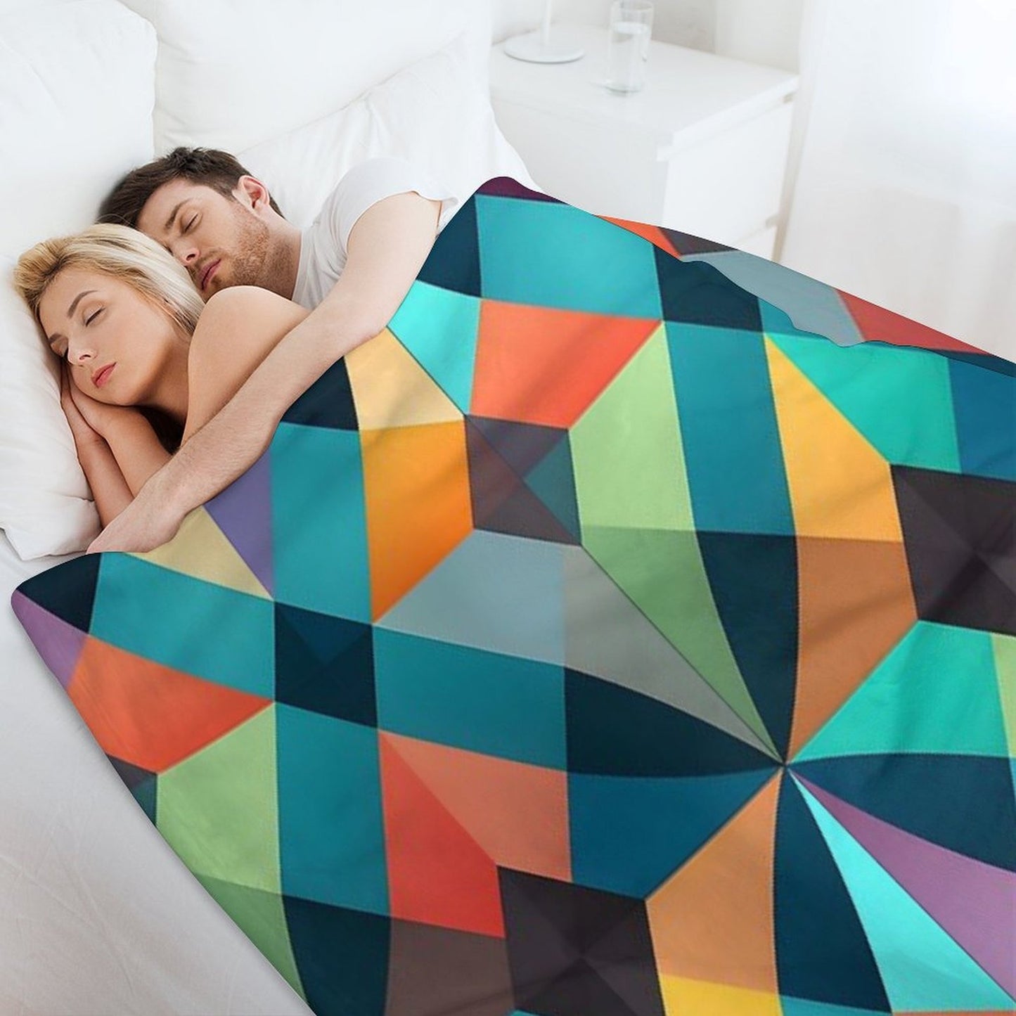 Elegant Geometric Harmony - Abstract Pattern Comfort Throw Blanket