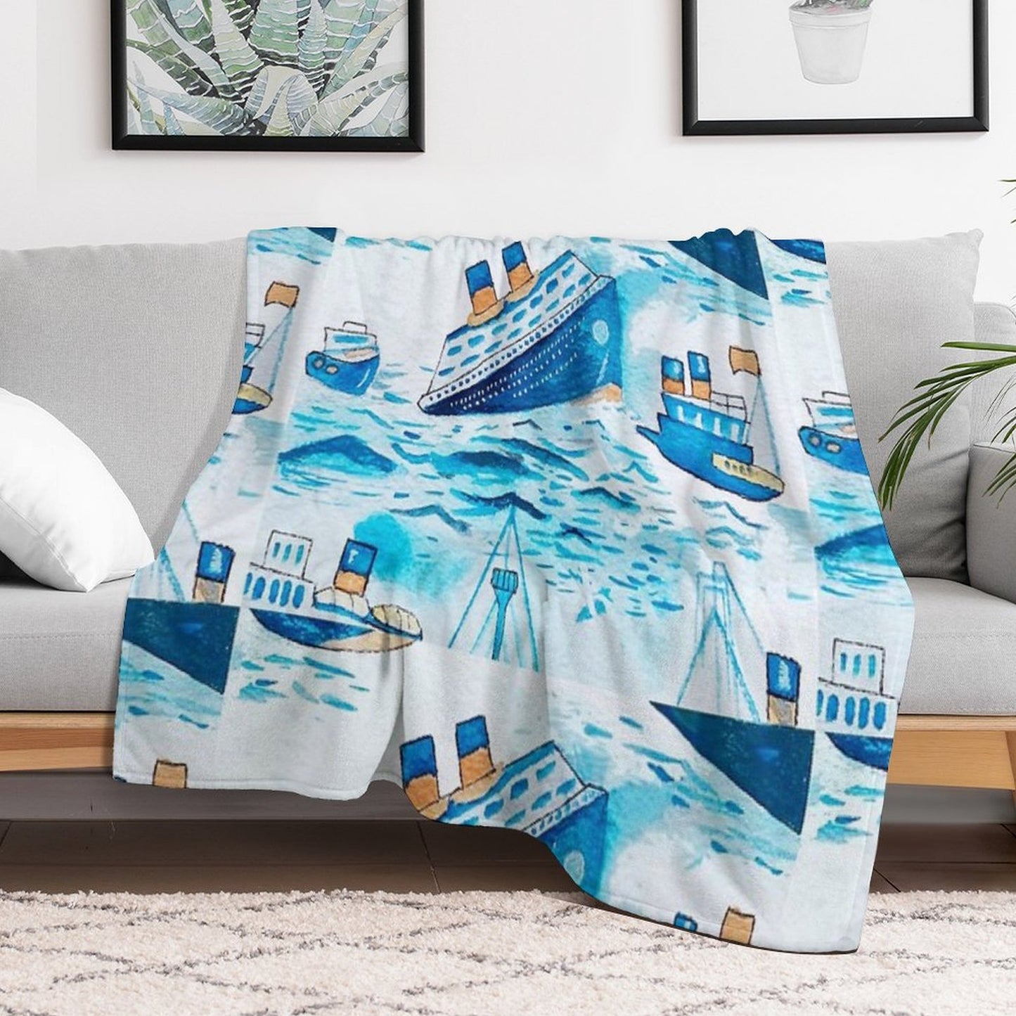 Ferry Boats Scrub Cap Anti-pilling Throw Blanket