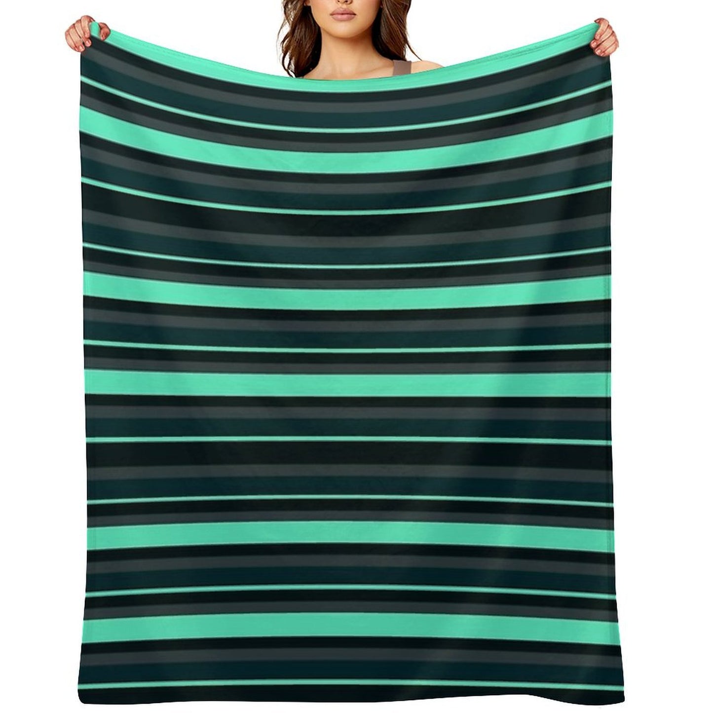 Teal Stripes Multi-functional Throw Blanket
