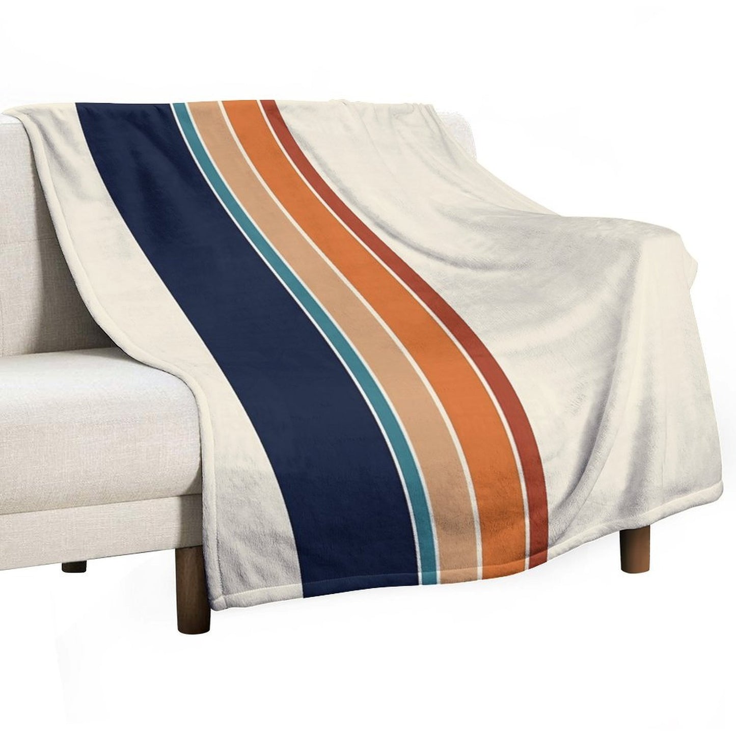 Retro Vertical Stripes Orange Rust Blue Shrink-resistant Throw Blanket