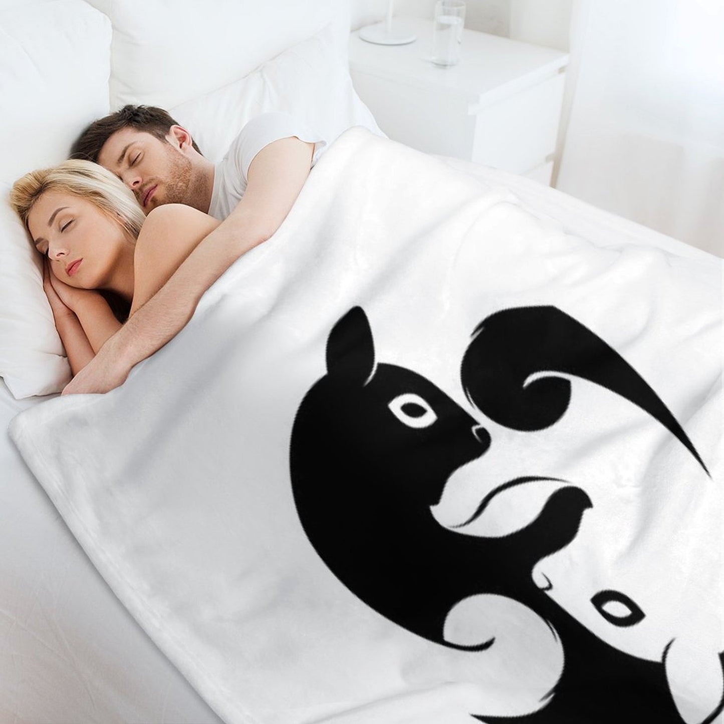 Yin Yang Squirrel - Zen Yoga Symbol Easy Care Throw Blanket