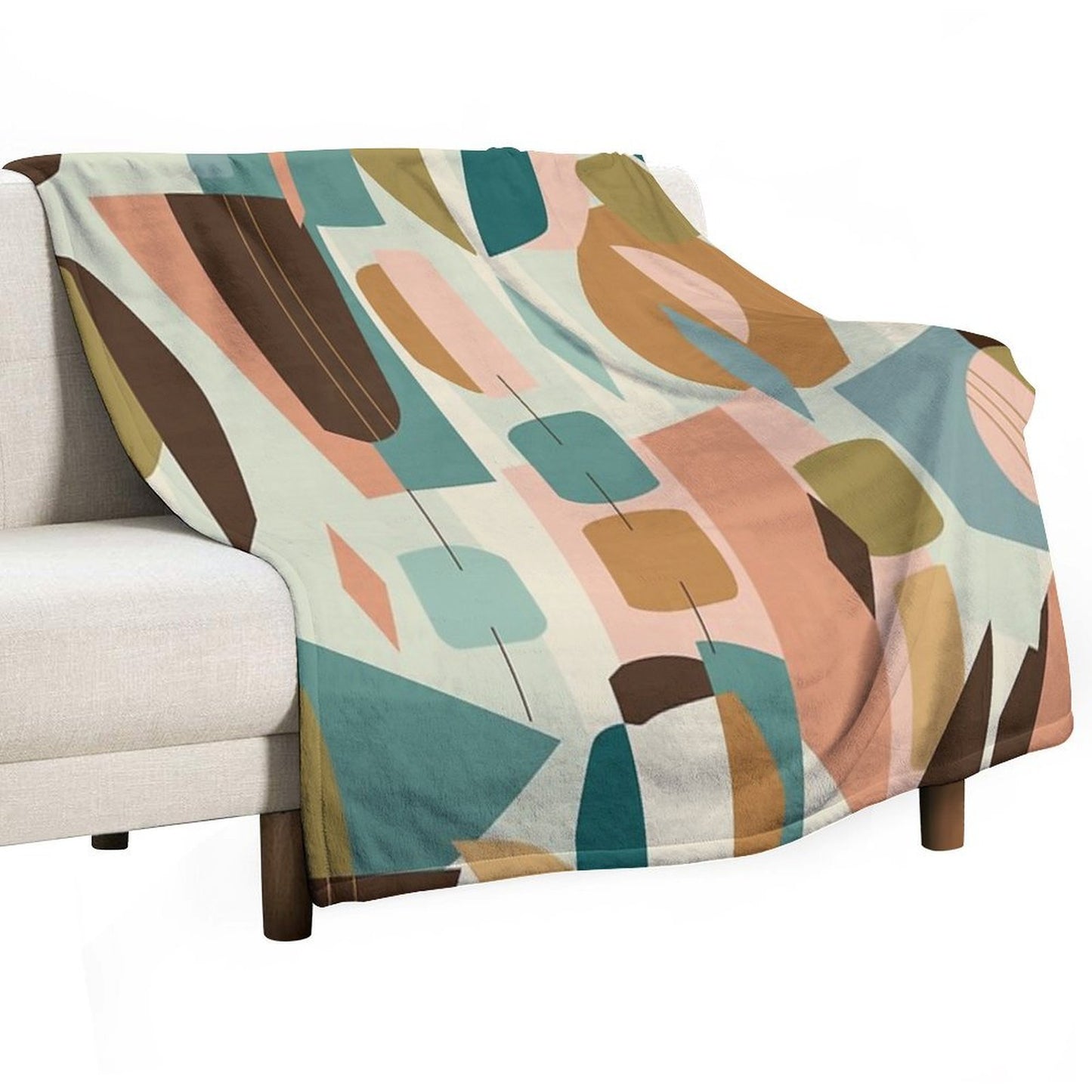 Mid Century Modern Geometric Abstract Retro Shapes Pattern Anti-pilling Throw Blanket