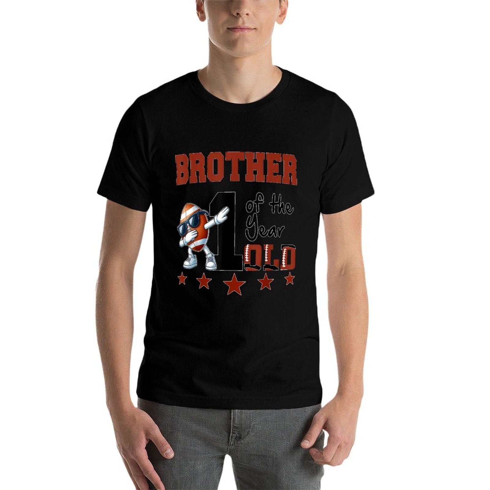 Brother of The 1 Year Old Football 1st Year Down Birthday  Relaxed-fit T-Shirt
