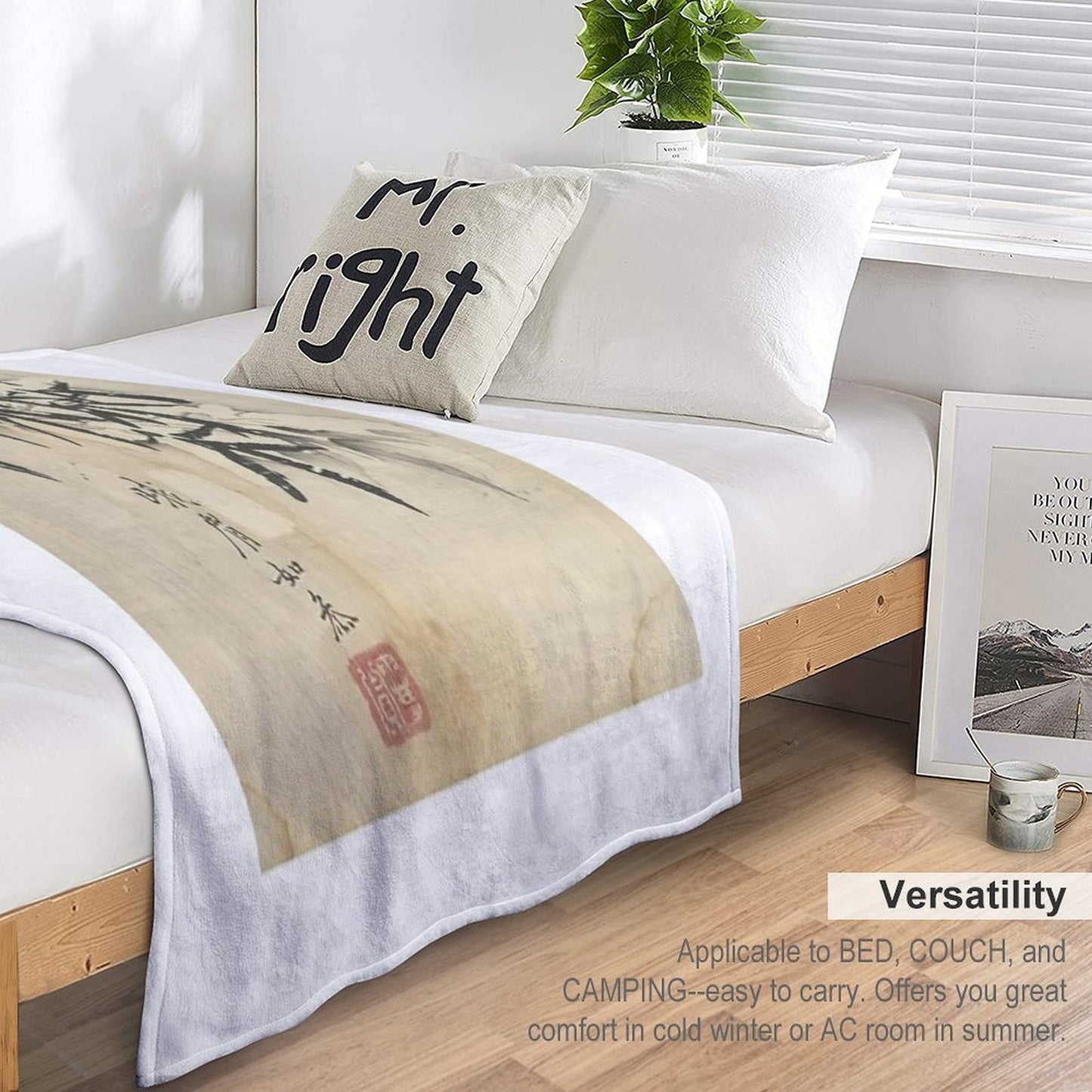 Bamboo in Snow Wrinkle-free Throw Blanket