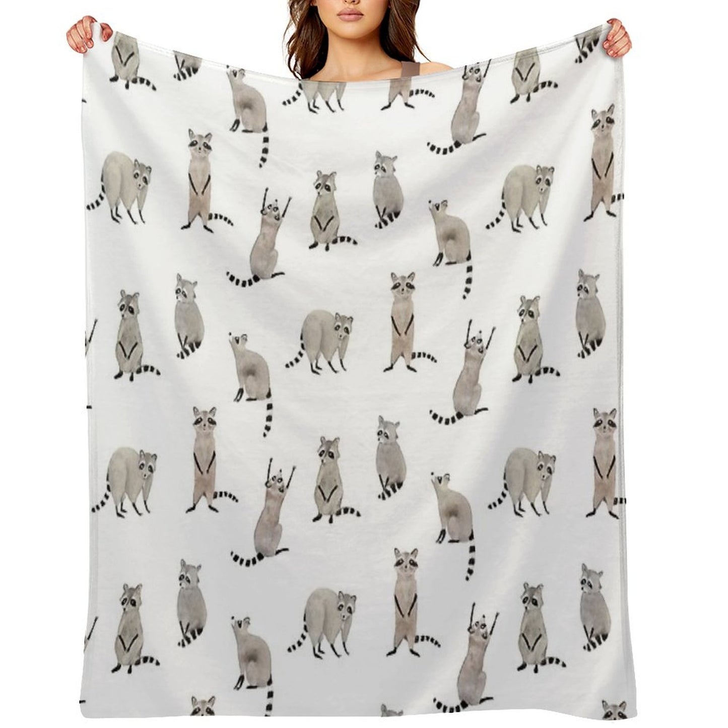 Raccoon Pattern Eco-conscious Throw Blanket
