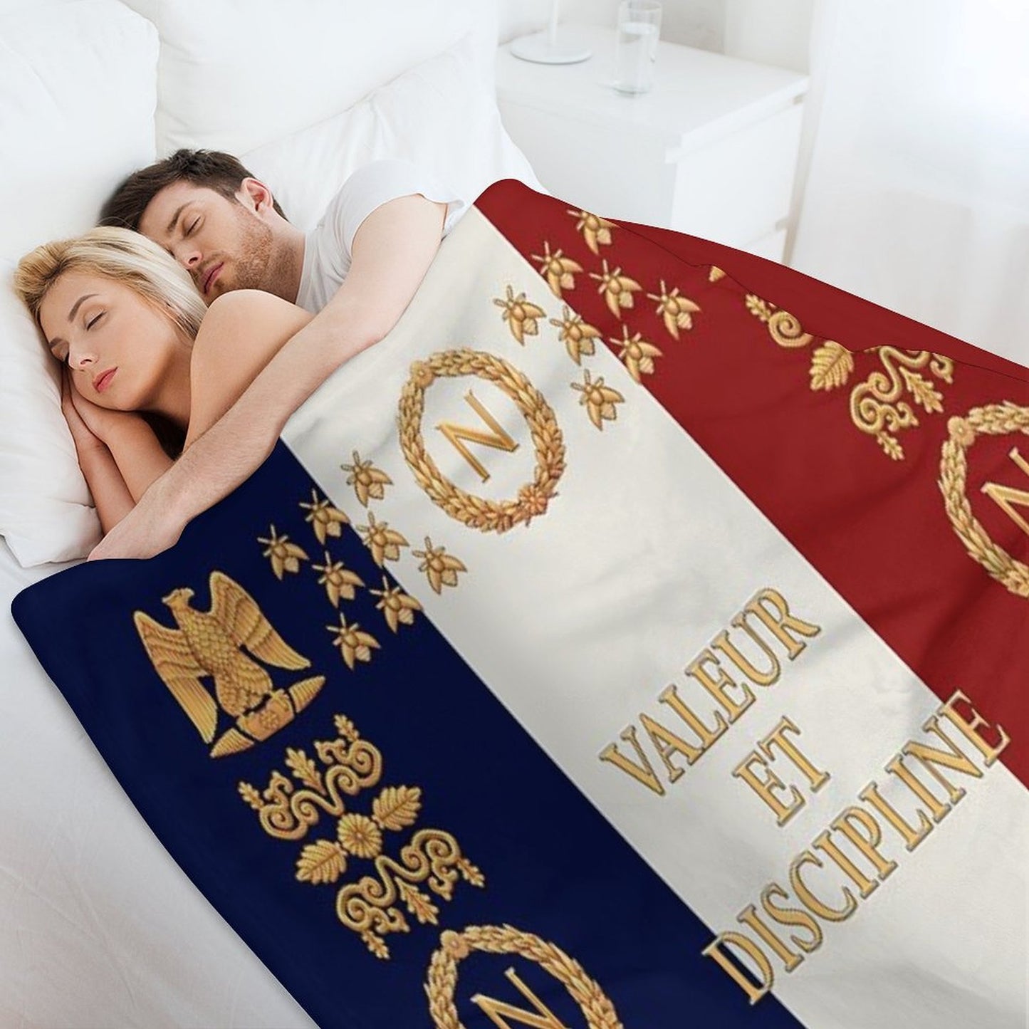 Napoleonic French Regimental Flag Valeur Et Discipline Lightweight Throw Blanket