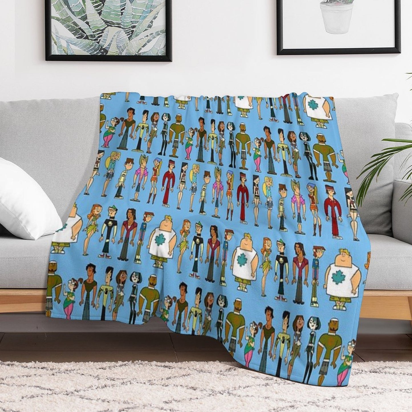 Total Drama; Light Blue Wrinkle-free Throw Blanket