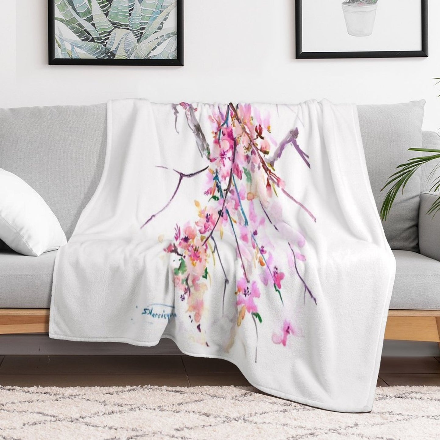 Cherry Blossom Anti-pilling Throw Blanket