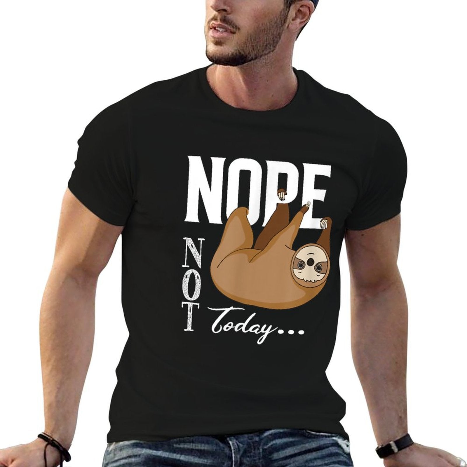 Nope T-shirt - Funny Nope Not Tshirt - Minimalist Sloth Nope  Trendy Pattern T-Shirt