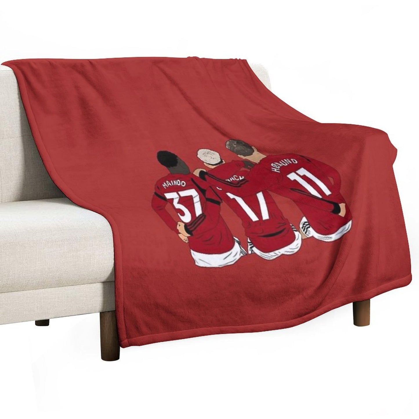 Kobbie Mainoo Alejandro Garnacho Rasmus Hojlund United Youth Trinity Minimalist Anti-pilling Throw Blanket