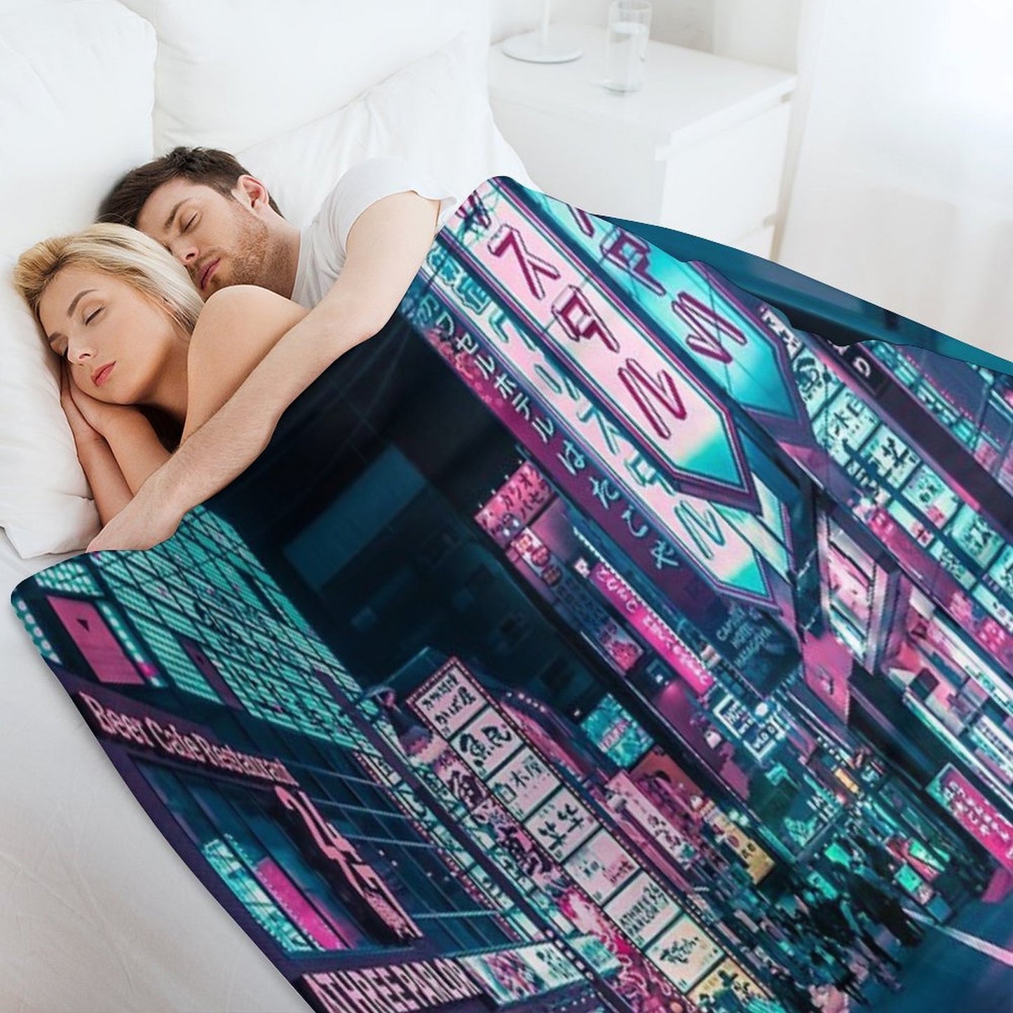 Tokyo - A Neon Wonderland Lightweight Throw Blanket