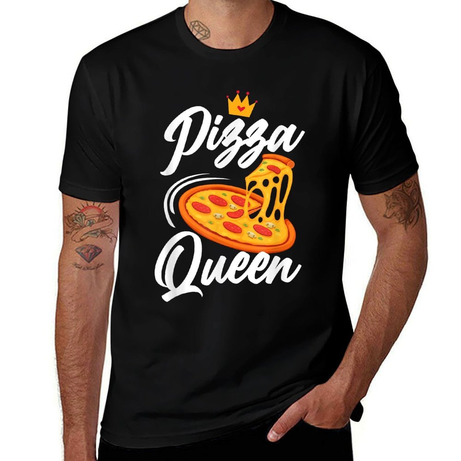 Women Pizza Queen Girl Loves Pizza Funny Pizza Lover  Stretchy T-Shirt