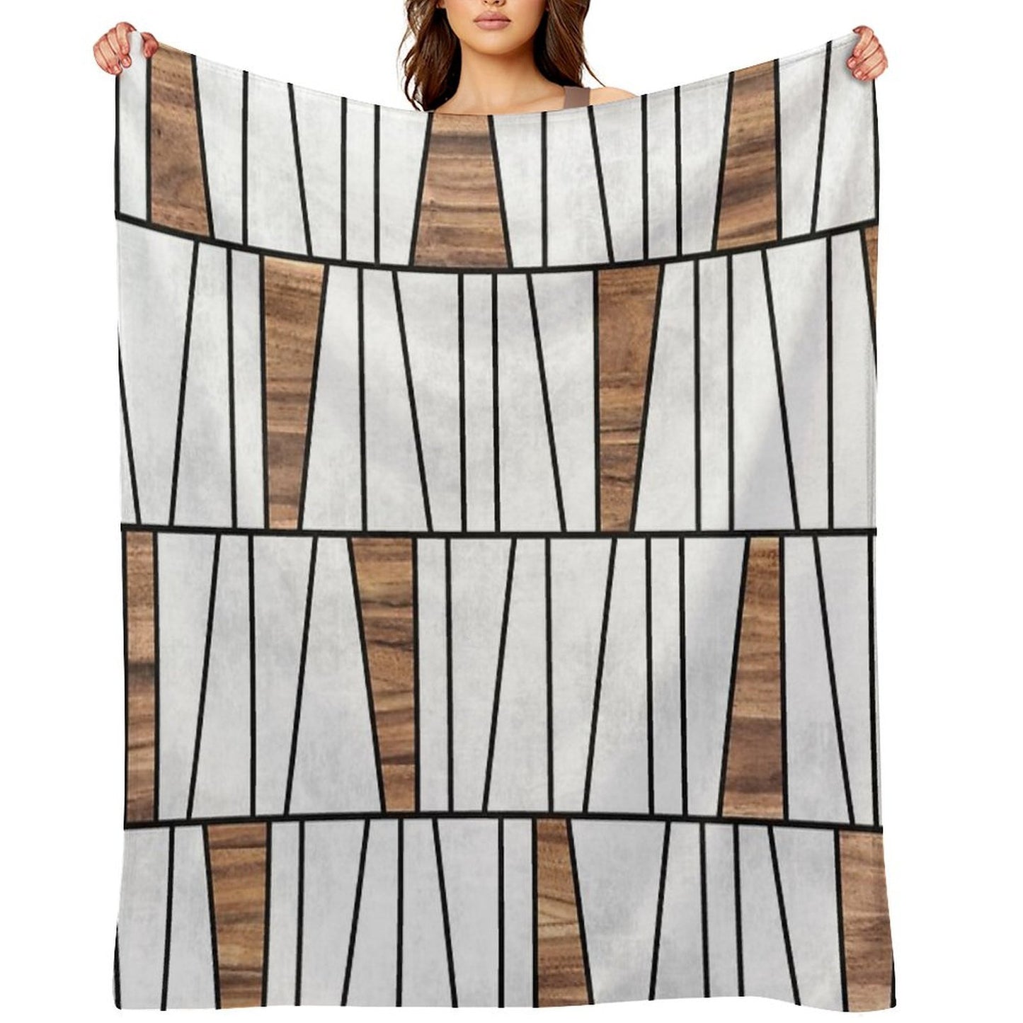 Mid-Century Modern Pattern No.4 - Concrete And Wood Premium Throw Blanket