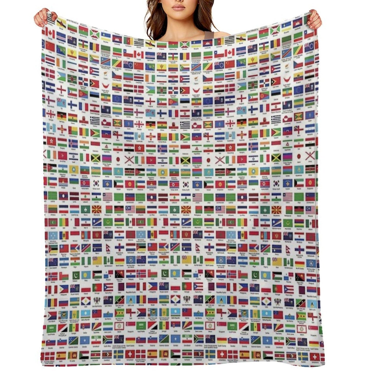 World Flags with Country Names Multi-functional Throw Blanket