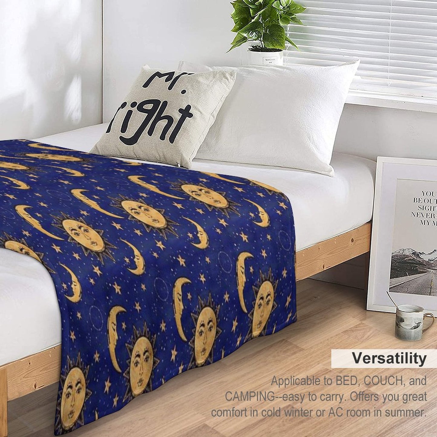 Vintage Moon And Sun Stars Celestial Eco-conscious Throw Blanket