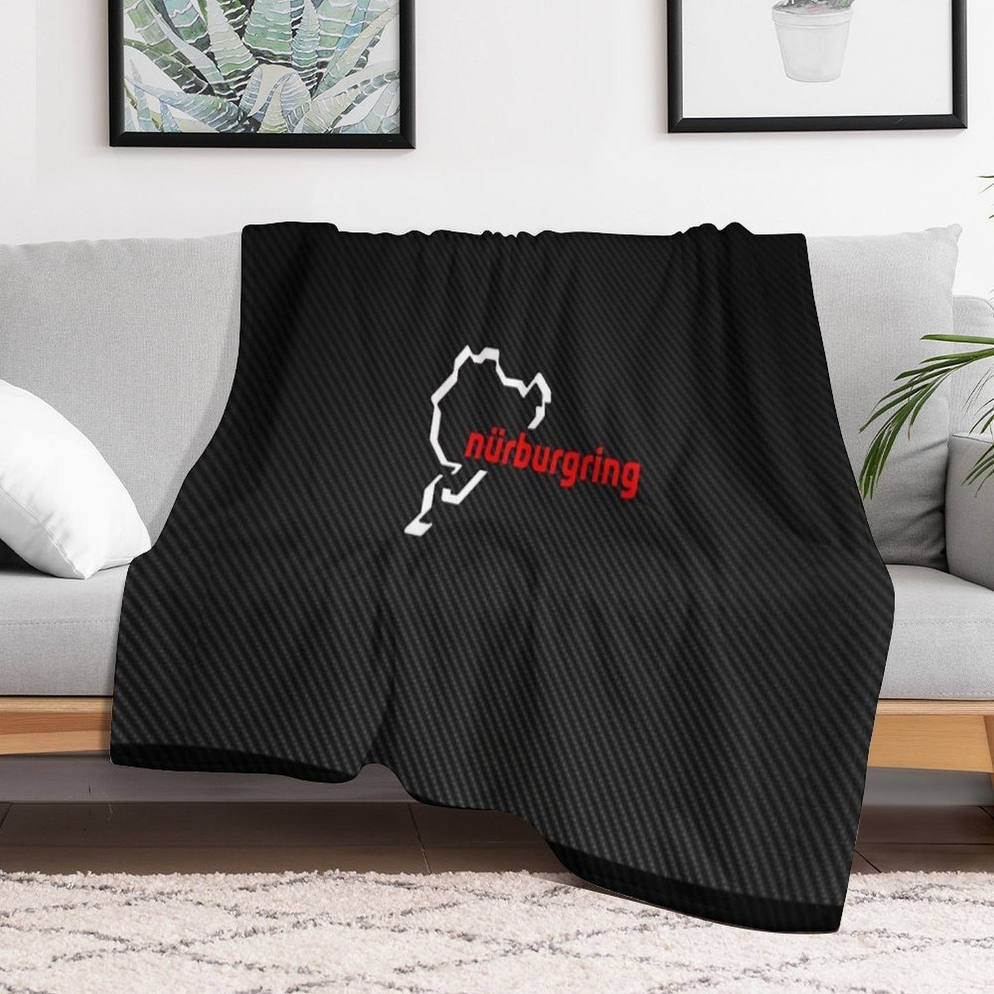 Nürburgring Carbon Fiber White Red Gift-ready Throw Blanket