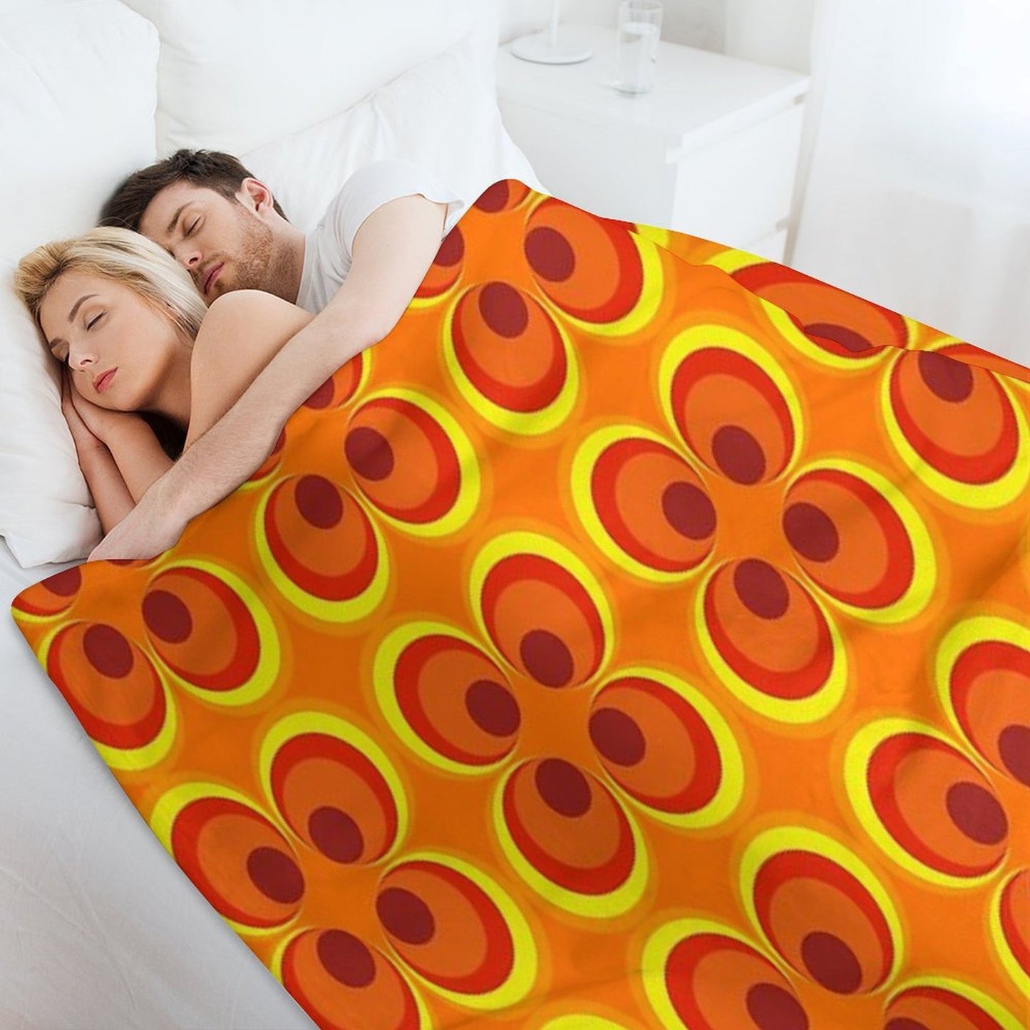 1970s Burnt Orange Retro Design Travel-friendly Throw Blanket
