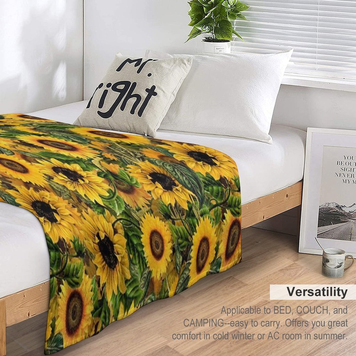Vintage Sunflowers Pattern Nightgarden Plush Throw Blanket