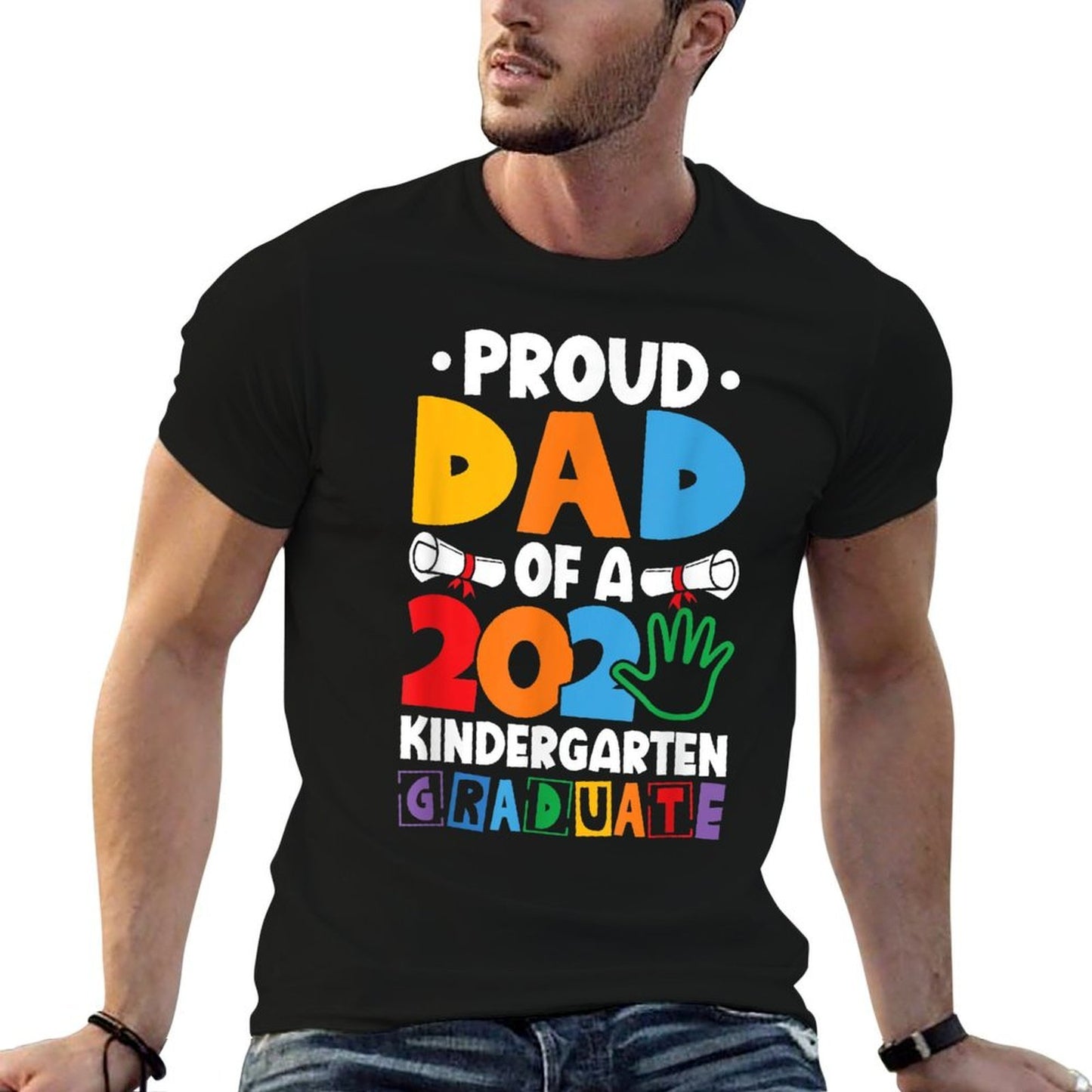 Proud Dad Class of 2025 Kindergarten Graduate Graduation Eco-friendly Material T-Shirt