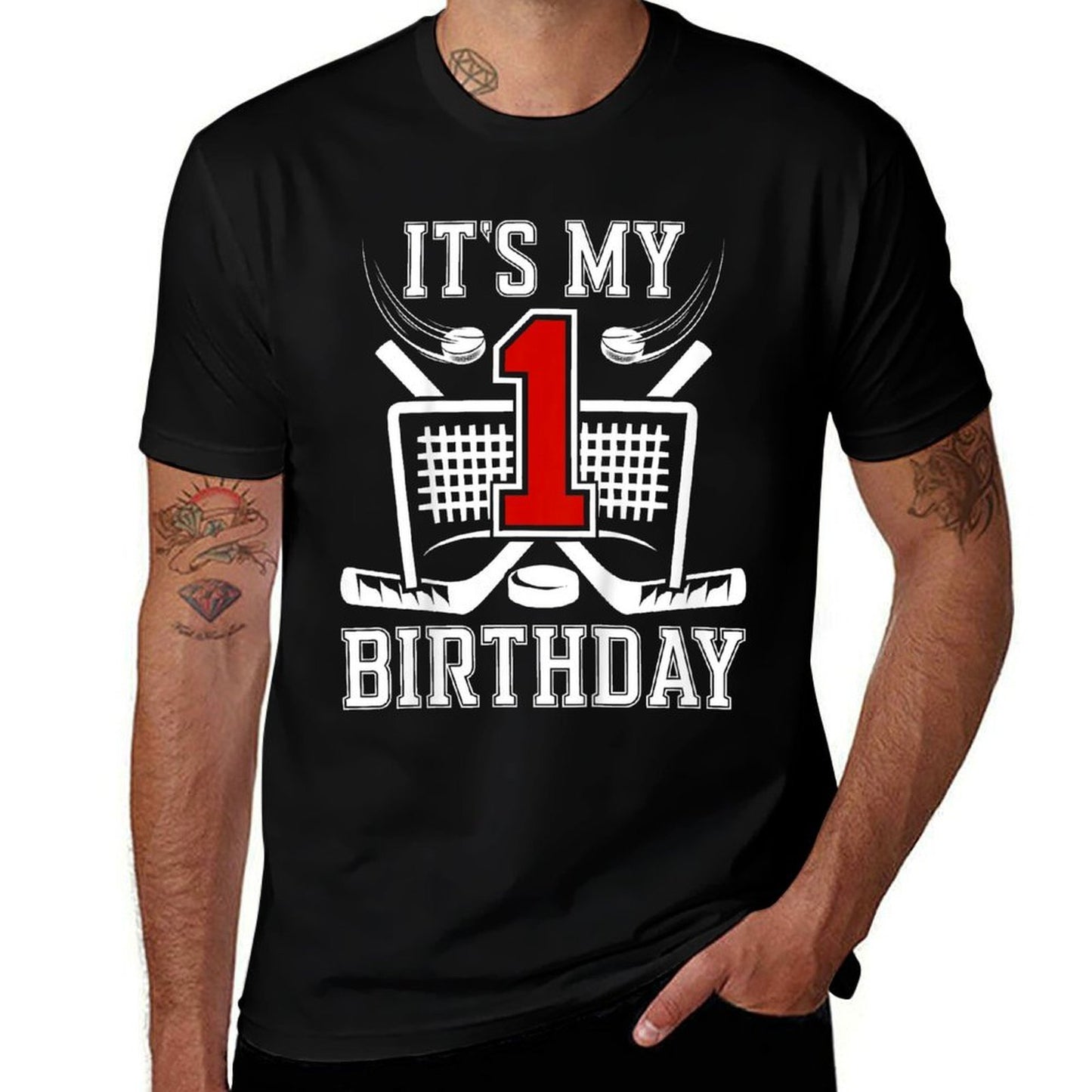 Kids 1st Birthday Ice Hockey Boy 1 Year Old Ice Hockey Player Durable T-Shirt