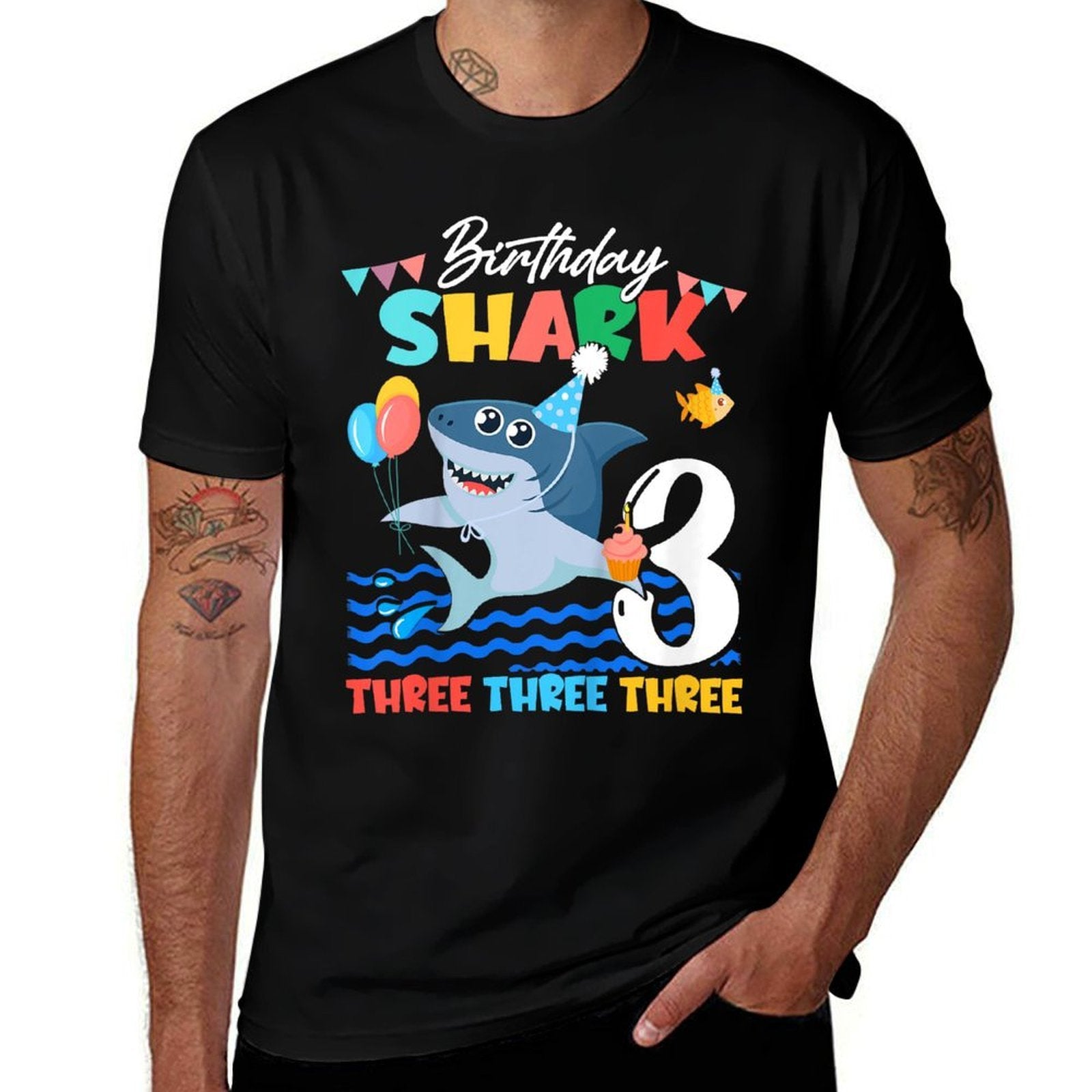 Baby Cute Shark Birthday Boy 3 Year Old Gift - Three Three  Classic T-Shirt