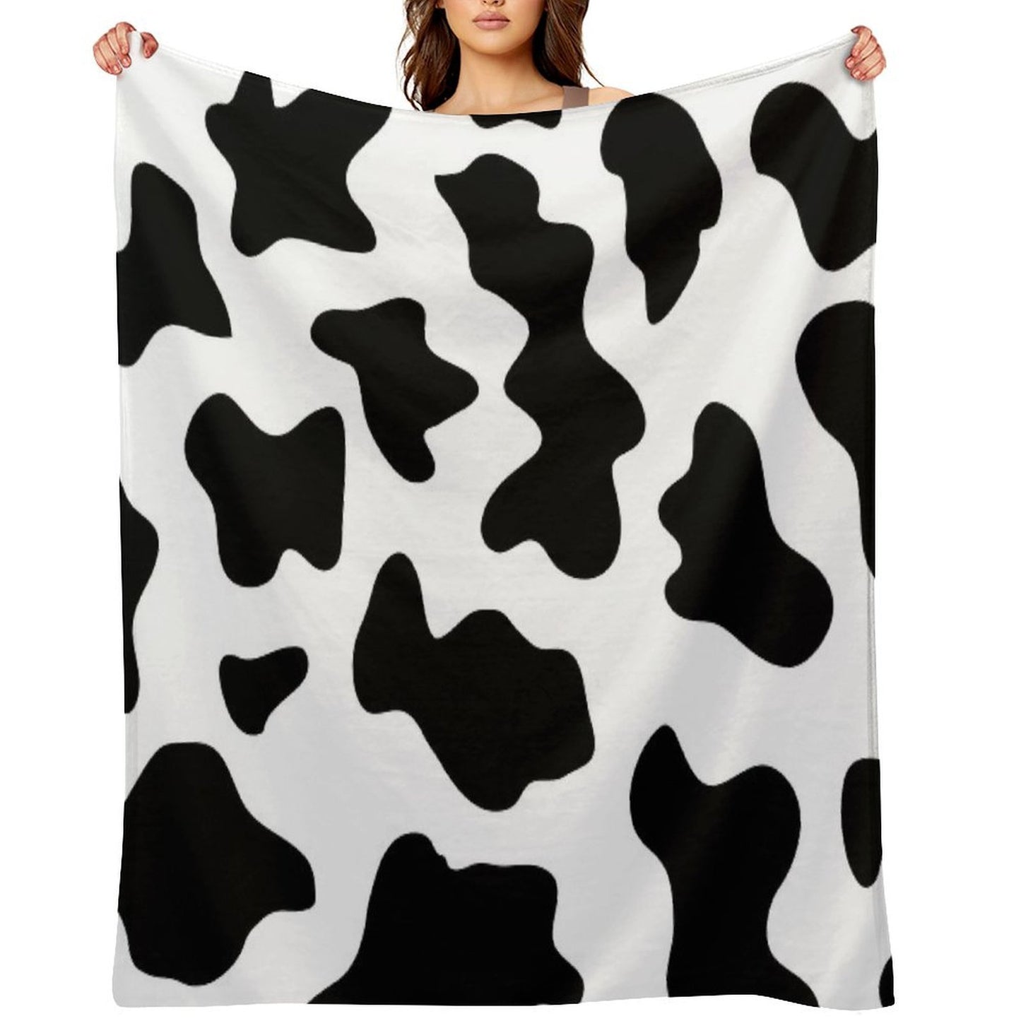 1980s Black White Ranch Farm Barn Animal Dairy Cow Print Velvety-soft Throw Blanket