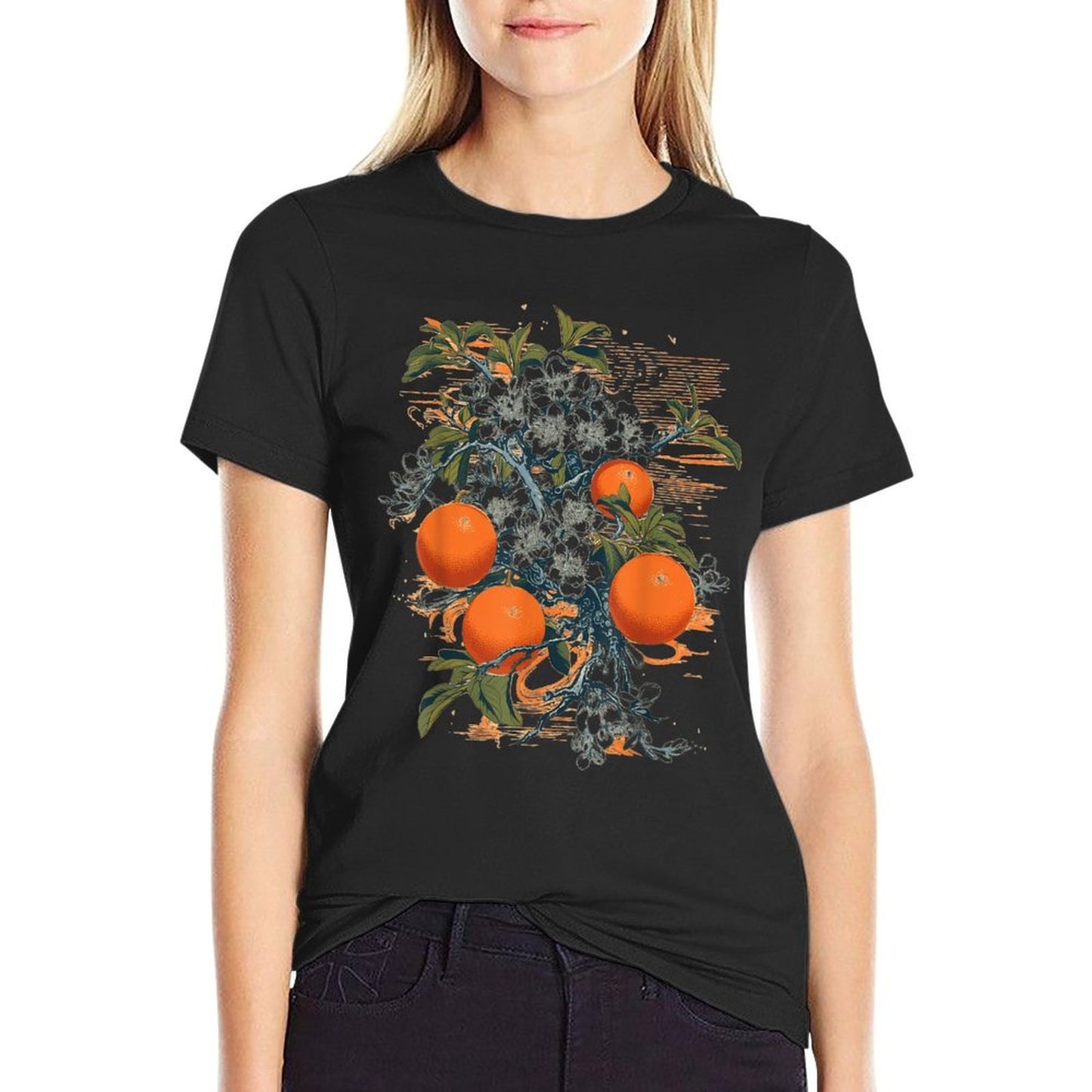Satsuma Orange Citrus Fruit Tree Botanical Illustration Lightweight T-Shirt