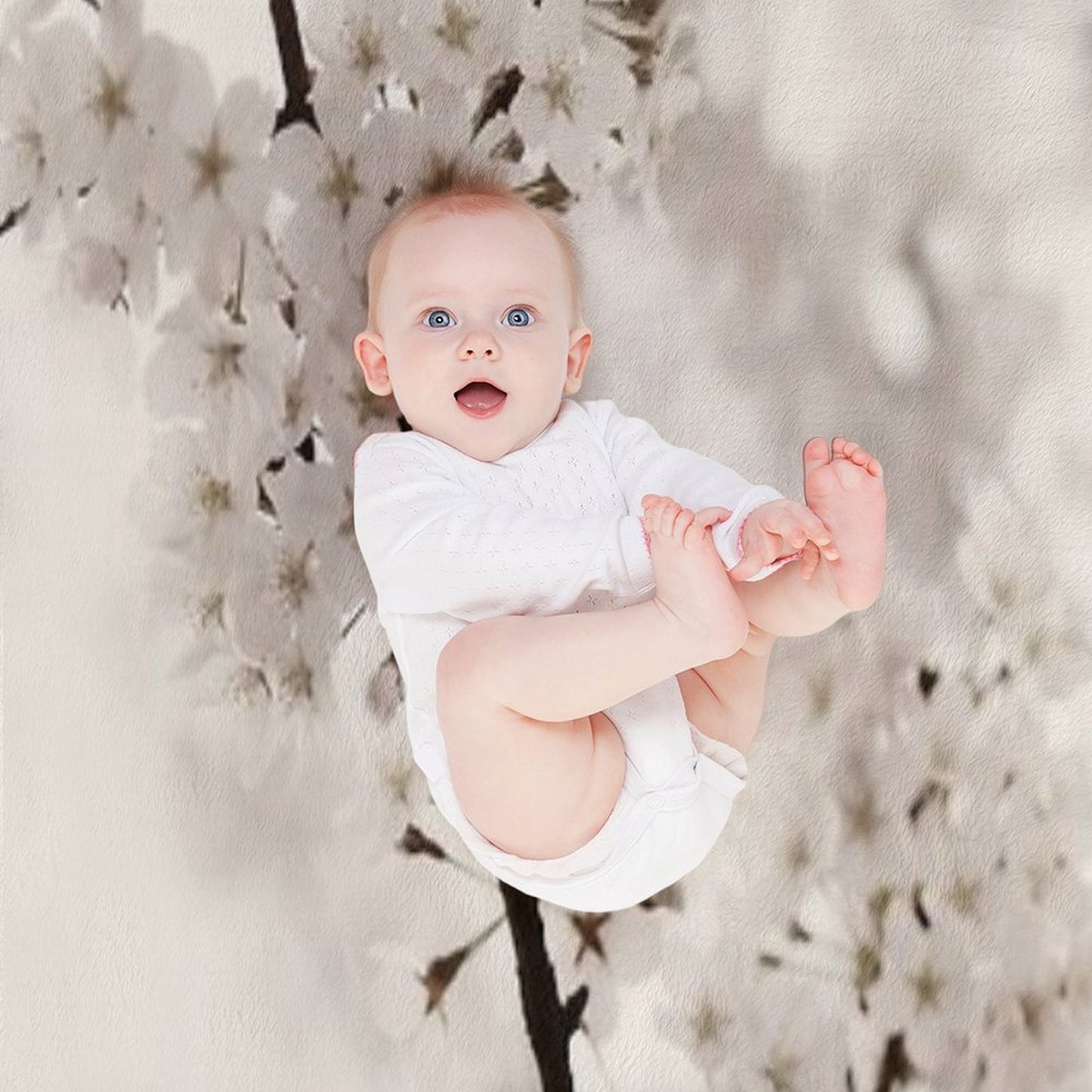 Cherry Blossom Artistic Closeup Sepia Toned Art Photo Print Easy Care Throw Blanket