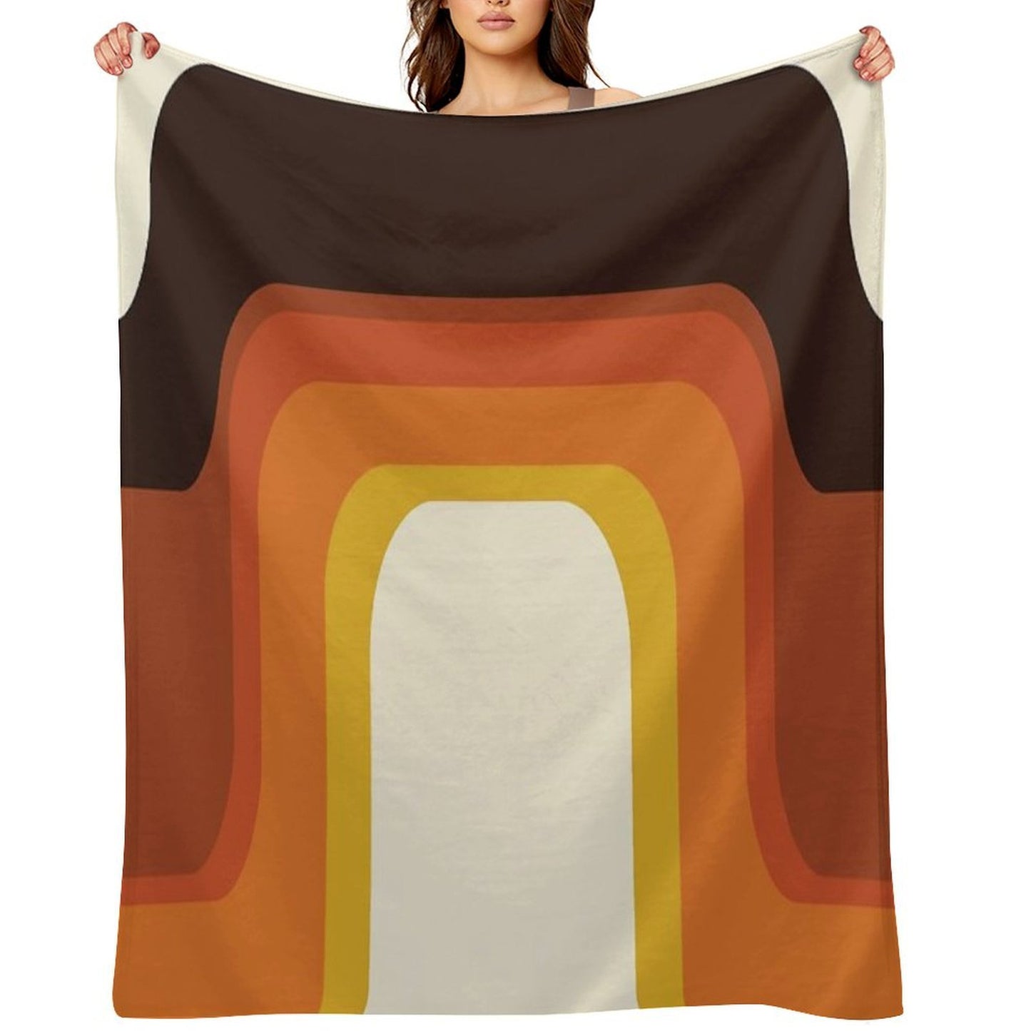 Mid-Century Modern Meets 1970s Orange Rainbow Anti-pilling Throw Blanket
