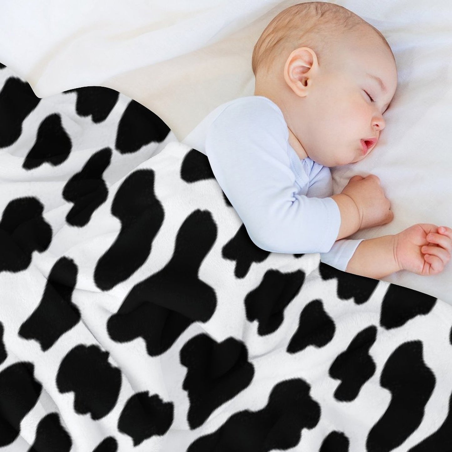 Cow Print Machine-washable Throw Blanket