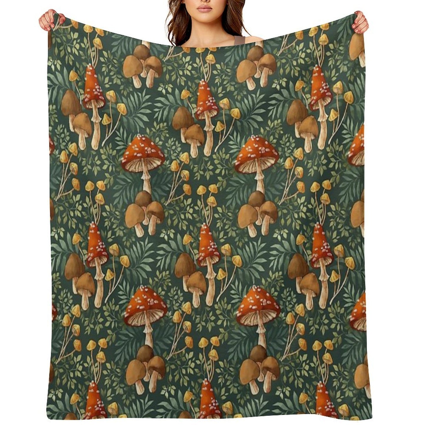 Woodland Mushroom Spray Durable Throw Blanket