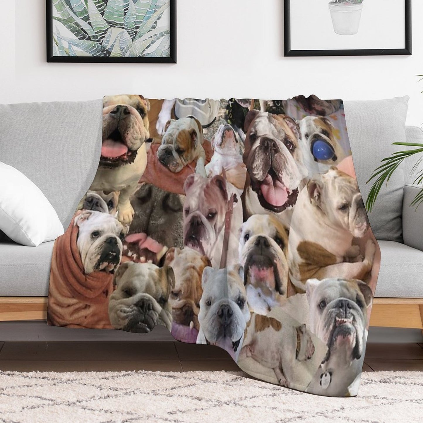Mochi The English Bulldog Collage Comfort Throw Blanket