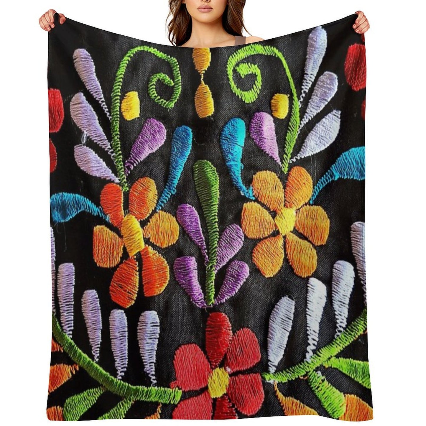 Mexican Flowers Versatility Throw Blanket