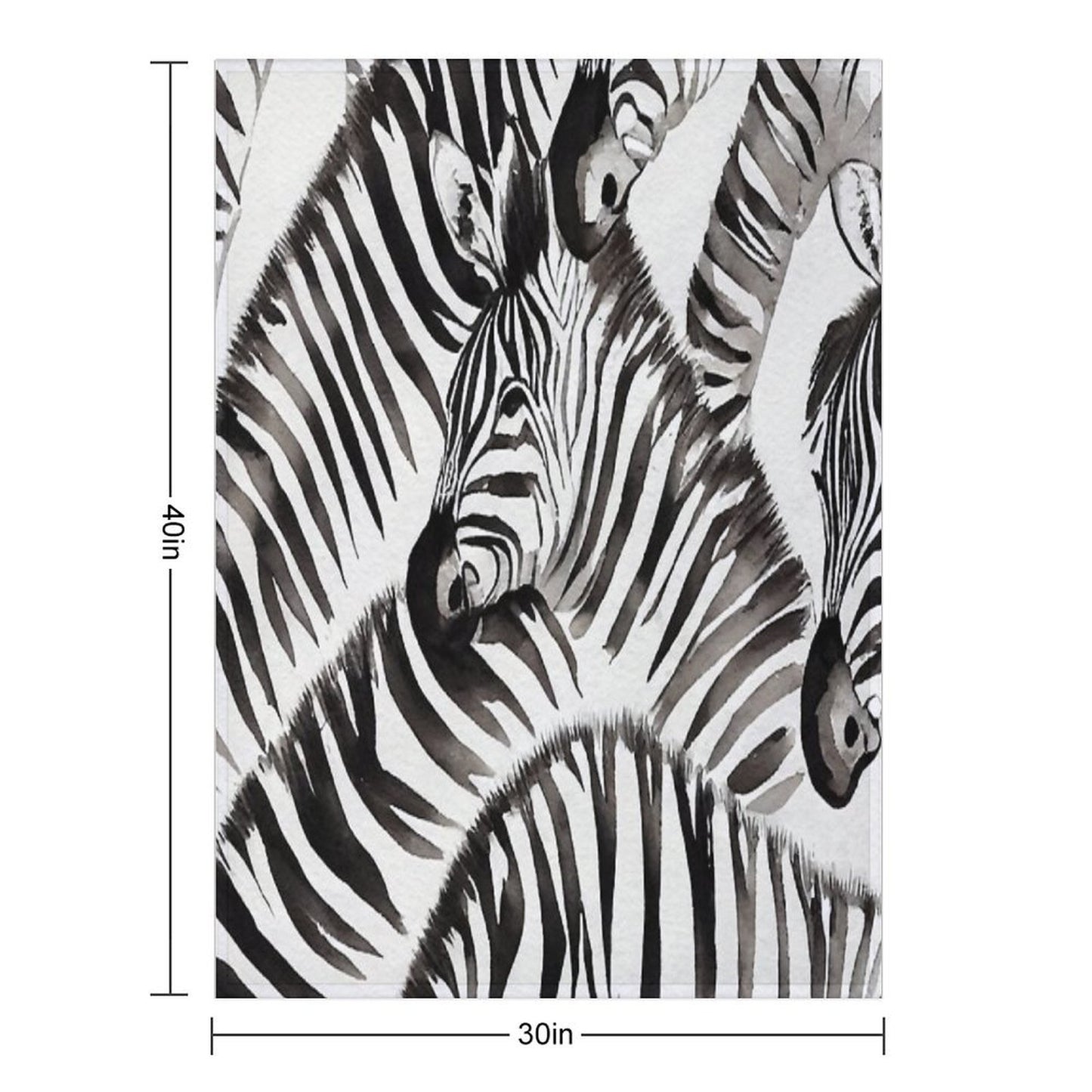 Zebra Watercolor Print, Animal Print, Durable Throw Blanket