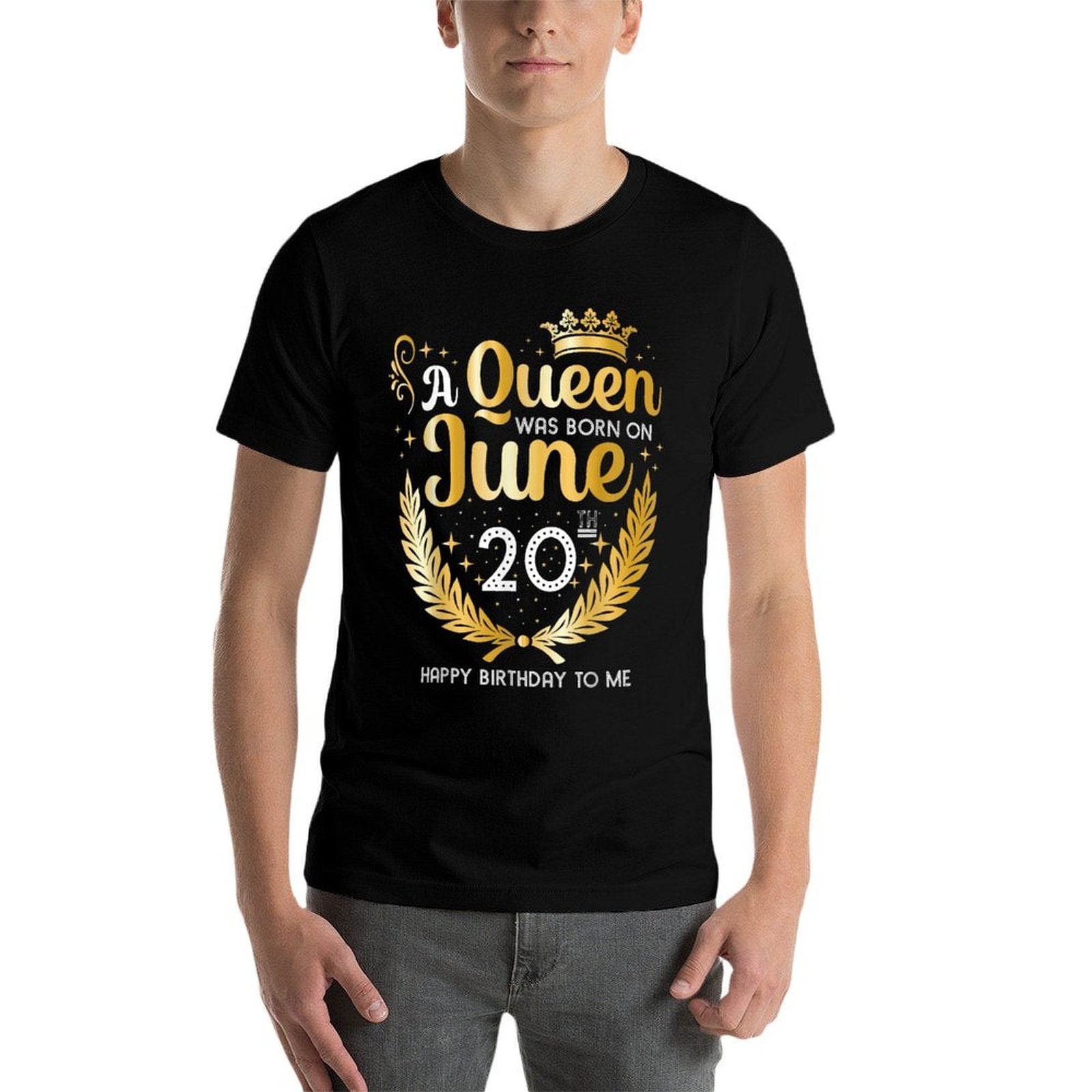 A Queen Was Born on June 20, Cute Girly June 20th Birthday  Cotton T-Shirt