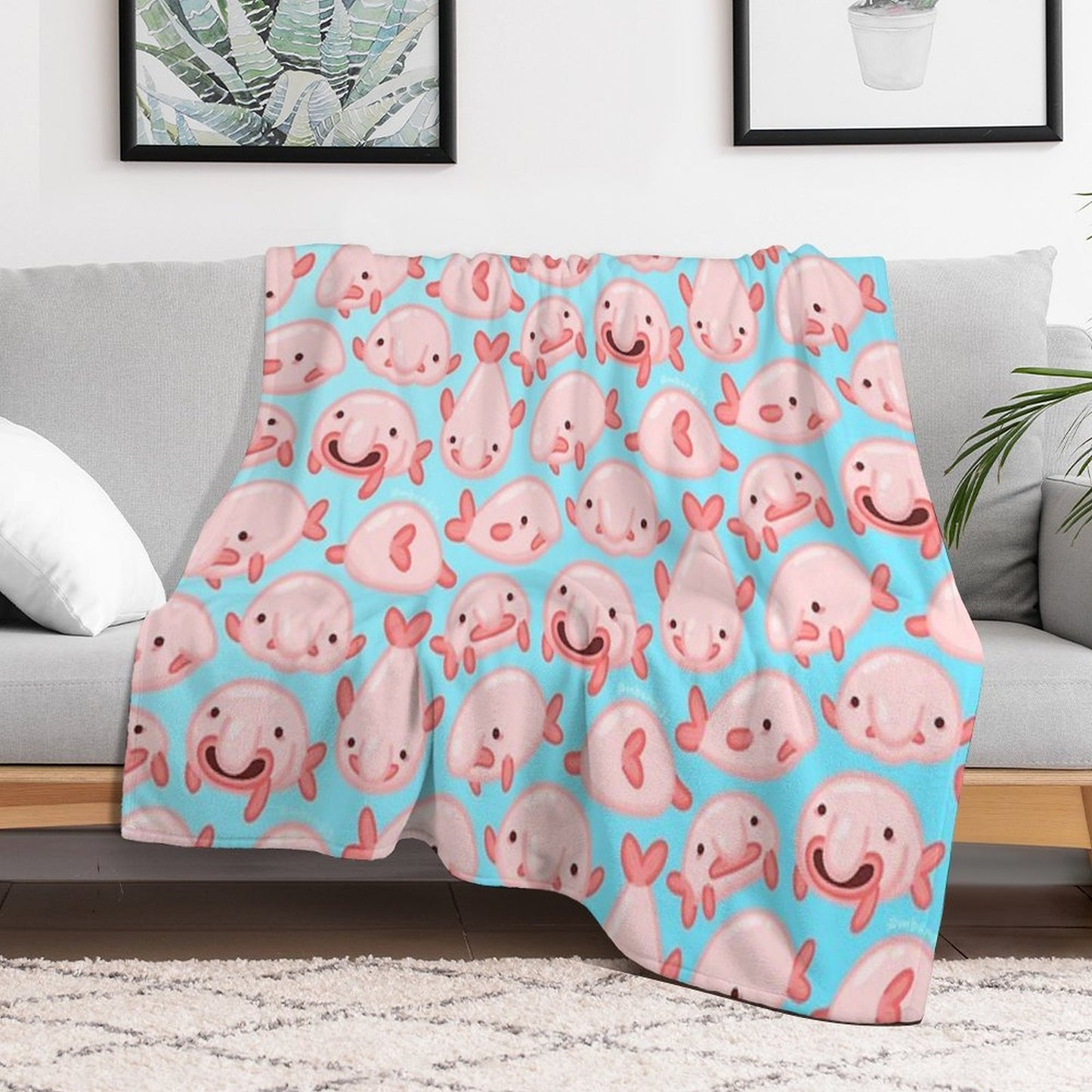 Blobfish Pattern Lightweight Throw Blanket