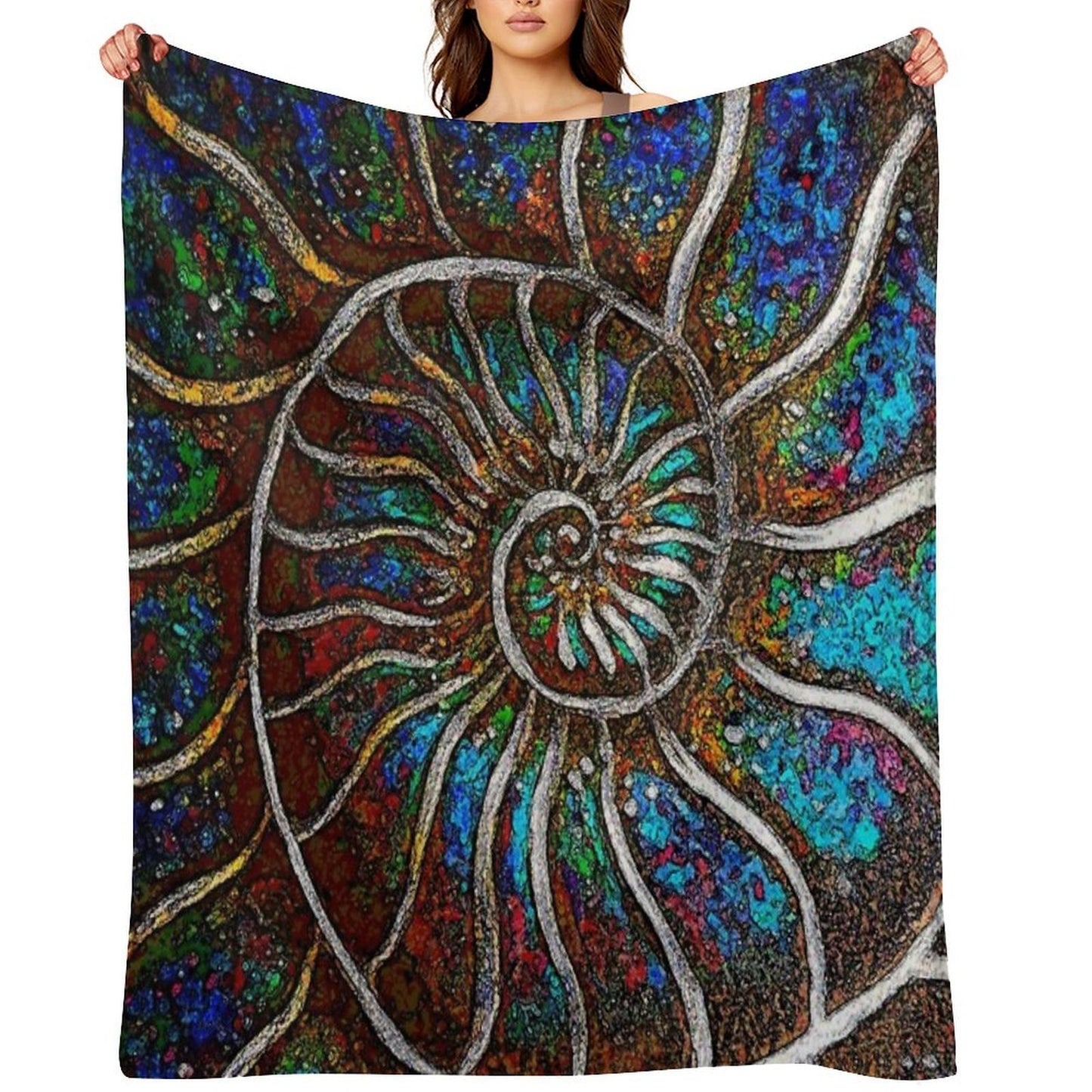 Ammonite Fossil Macro Abstract Art Anti-pilling Throw Blanket