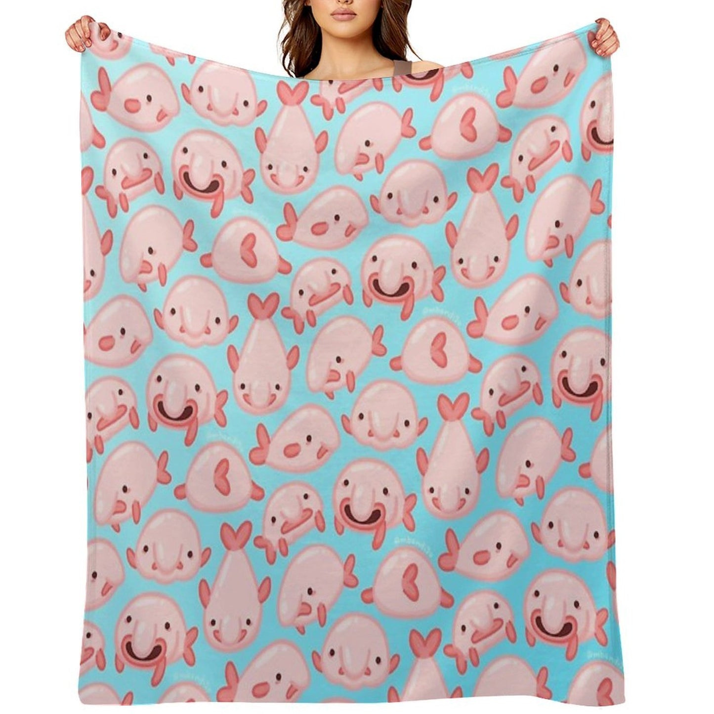Blobfish Pattern Lightweight Throw Blanket