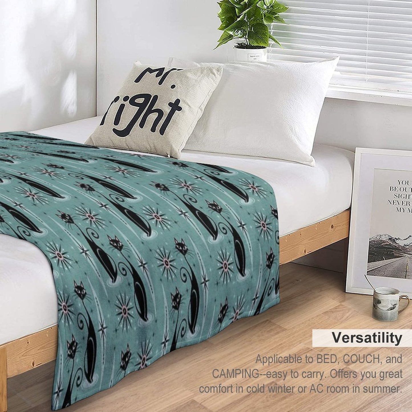 Mid Century Cats And Clocks III Quick-dry Throw Blanket